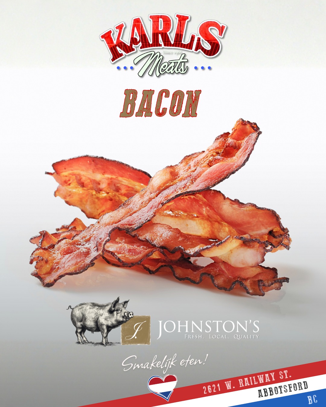 🥓 Happy Friday, Bacon Lovers! 🥓
The weekend’s calling — and it smells like Johnston’s Bacon sizzling on the pan! 😋🔥
Whether you’re stacking it on a sandwich, wrapping it around sausages, or sneaking a crispy slice straight off the tray (we don’t judge 😉), Karl’s Meats has your bacon fix covered.
Pair it with a few slices from our Beer Sausage, a wedge of Havarti, and some fresh Buns Master Kaiser rolls — the makings of the ultimate comfort meal.
Stop by and grab your weekend supply of smoky goodness — your taste buds will thank you!
📍 2621 W. Railway St, Abbotsford
📞 (604) 859-9011
Smakelijk eten! 😋
— The Karl’s Meats Team 💪
#KarlsMeats #HappyFriday #BaconLovers #JohnstonsBacon #SupportLocal #DutchHeritage #AbbotsfordEats #WeekendVibes #DeliStyle #SmakelijkEten #LocalButcher