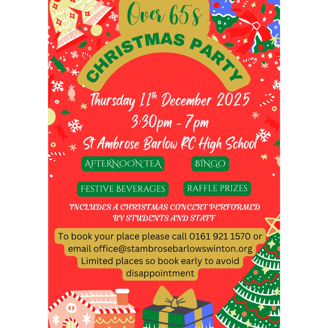Tickets have sold extremely quickly and we now only have a handful of tickets remaining! Don't miss the opportunity to secure a place at our renowned Over 65's Christmas Party - book now to avoid disappointment! ⛄🎅🎄🎤🎼
#lovelearnlead #putstambrose1st #over65schristmasparty #christmasconcert