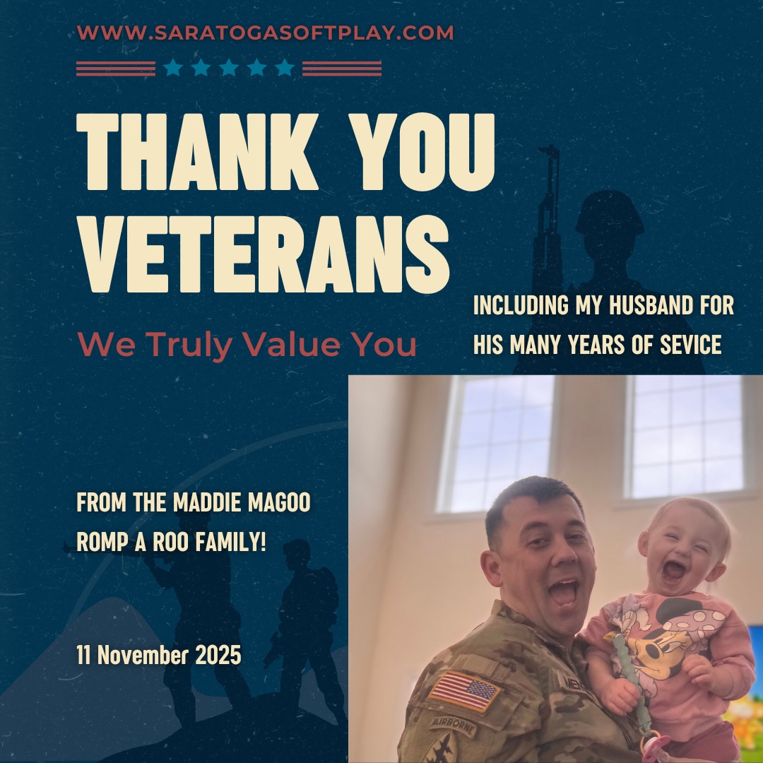 Today, we pause to thank the brave men and women who have served our country with courage, dedication, and heart. 💙
A very special thank you to my husband and business partner, Jay Mentiply, for your service and sacrifice. Your strength, integrity, and leadership inspire not only our family but everyone you meet.
From all of us at Maddie Magoo’s Romp-a-Roo, we honor every veteran who has protected our freedoms and continues to serve with pride. ❤️🤍💙
WE ALWAYS OFFER A MILITARY DISCOUNT BE SURE TO ASK US ABOUT IT!
# 518community
#VeteransDay #ThankYouVeterans #MilitaryFamily #ProudWife #GratefulHeart #MaddieMagoos #SupportOurTroops #FamilyBusiness #518Community
