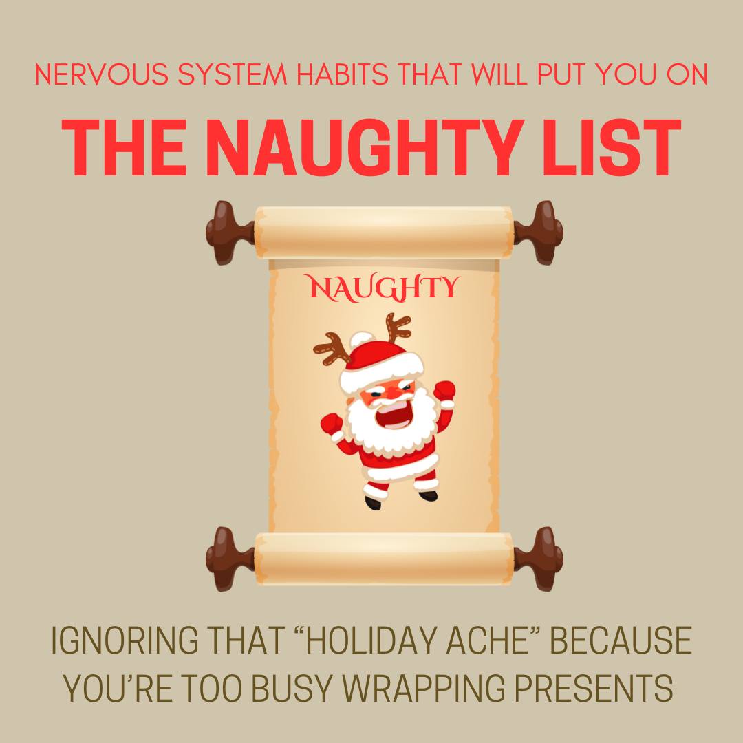 We hope everyone had a wonderful Thanksgiving filled with good food, laughter, and maybe even a little rest 🍂✨
Now that we’re moving into the Christmas season, we’re bringing back one of our favorite traditions — our Nervous System Nice vs. Naughty List 🎄
Last year’s series was such a hit, and we couldn’t resist running it back again! Let’s kick things off with this year’s Naughty List — the habits that might land your spine on Santa’s watch:
❌ Ignoring that “holiday ache” because you’re too busy wrapping presents
❌ Hunching over while online shopping for hours
❌ Carrying heavy gift bags or packages on one shoulder
Don’t worry — there’s still time to get back on the Nice List! Stay tuned for the next post to see which habits will keep your spine merry, bright, and well-aligned ✨
.
.
.
#wildbloomchiro #gallatintn #sumnercounty
#NaughtyList #ChiropracticCare #HolidayWellness #HealthyHolidays #SpineHealth #WellnessJourney #NiceVsNaughty