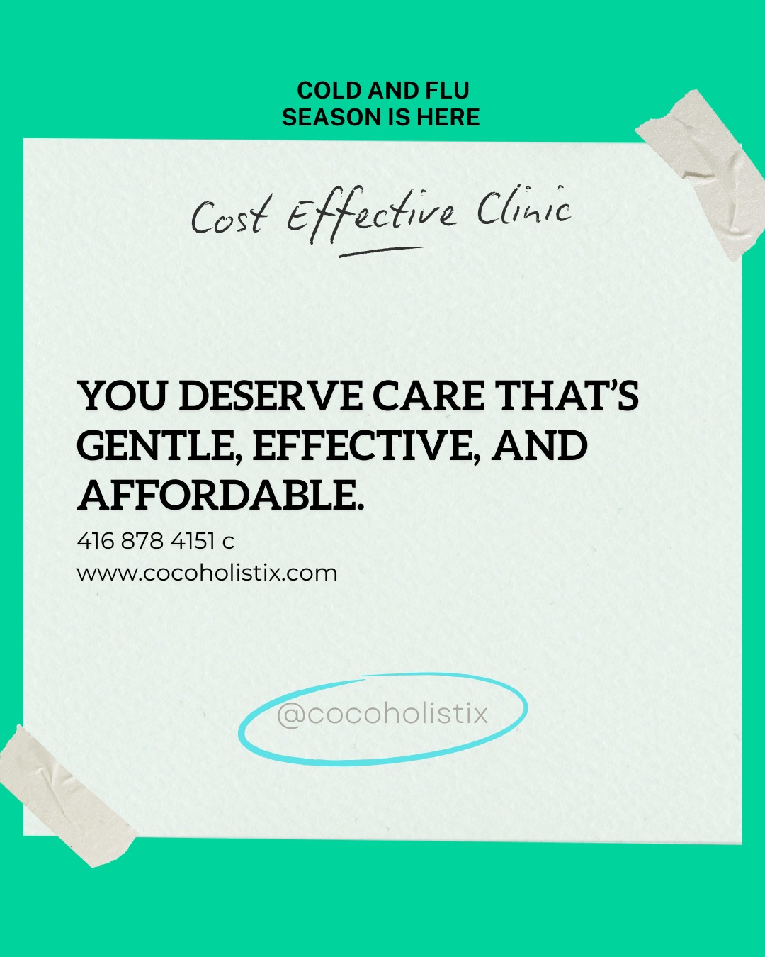 You deserve care that’s gentle, effective, and affordable. 💪
Our Cold & Flu Relief Clinic is here to support your wellness journey — with homeopathic remedies that work.
✨ First clinic visit is FREE when you book your initial consult.
Take charge of your health, naturally.
Spots fill quickly during flu season. Book now and breathe easier. 🌿
📍 Pickering | 💚 Trauma-informed | 🌱 Holistic care that works
#ColdAndFluRelief #HomeopathyClinic #AffordableWellness #PickeringHealth #HolisticHealing #NaturalRemedies #FluSeasonSupport #CocoHolistix #WellnessOnABudget #ImmuneSupport #HealingNaturally #HolisticCare #AccessibleWellness