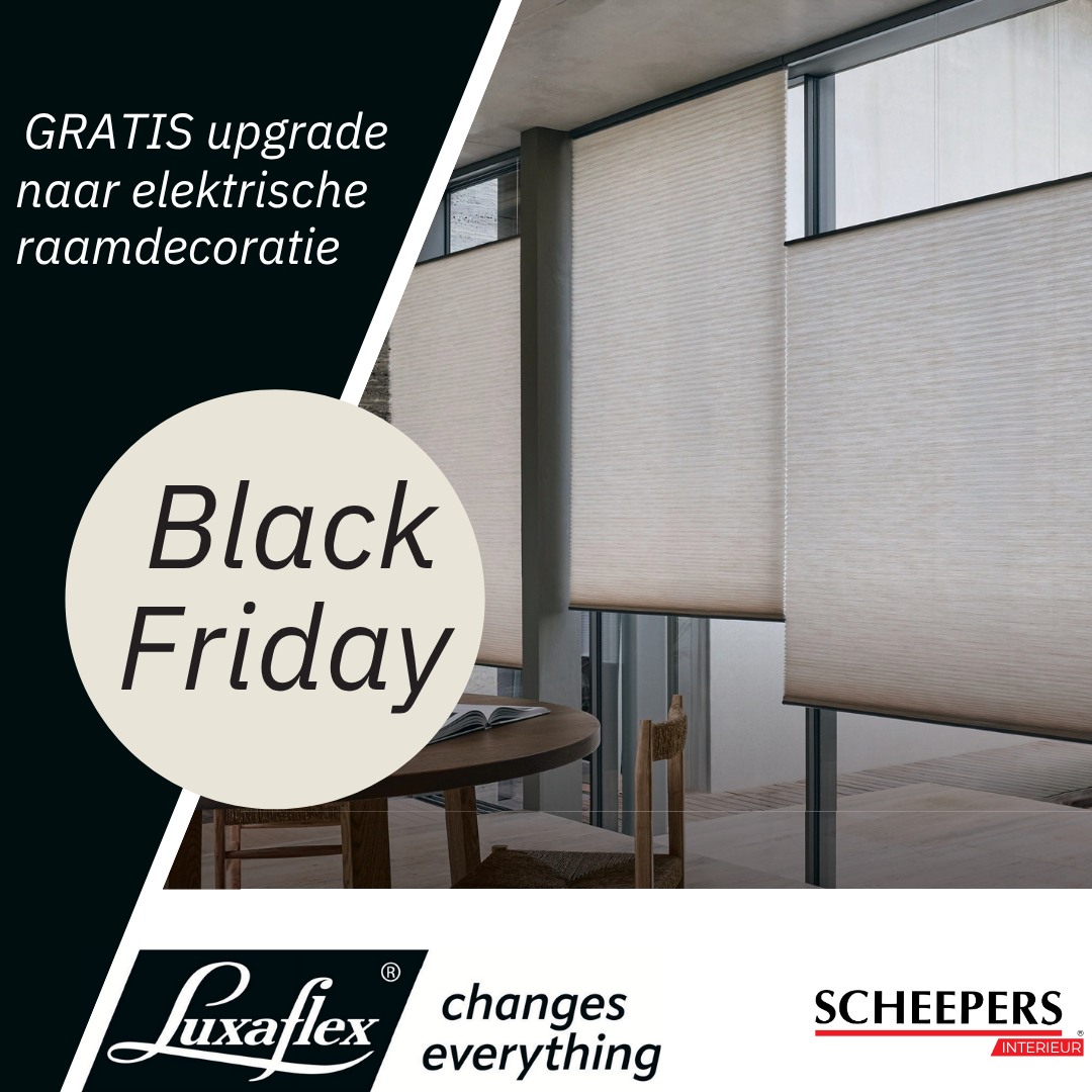 🖤 Black Friday Update! 🖤
De populaire @luxaflexnl® PowerView® herfstactie wordt verlengd – en dat vieren we groots!
Tot 1 december 2025 profiteer je nog steeds van deze unieke deal:
✨ PowerView® automation helemaal gratis bij alle Luxaflex® raambekleding.
Je betaalt alleen de prijs van handbediend!
Of je nu kiest voor jaloezieën, rolgordijnen of een stijlvolle gordijnrail: dit is hét moment om jouw huis slimmer, sfeervoller en nóg comfortabeler te maken. 🍂➡️🖤
📅 Geldig t/m 1 december 2025
Kom langs bij Scheepers Interieur en ontdek hoe eenvoudig slim wonen kan zijn.
#ScheepersInterieur #Luxaflex #PowerView #BlackFridayDeal #SlimmeRaambekleding #Herfstactie