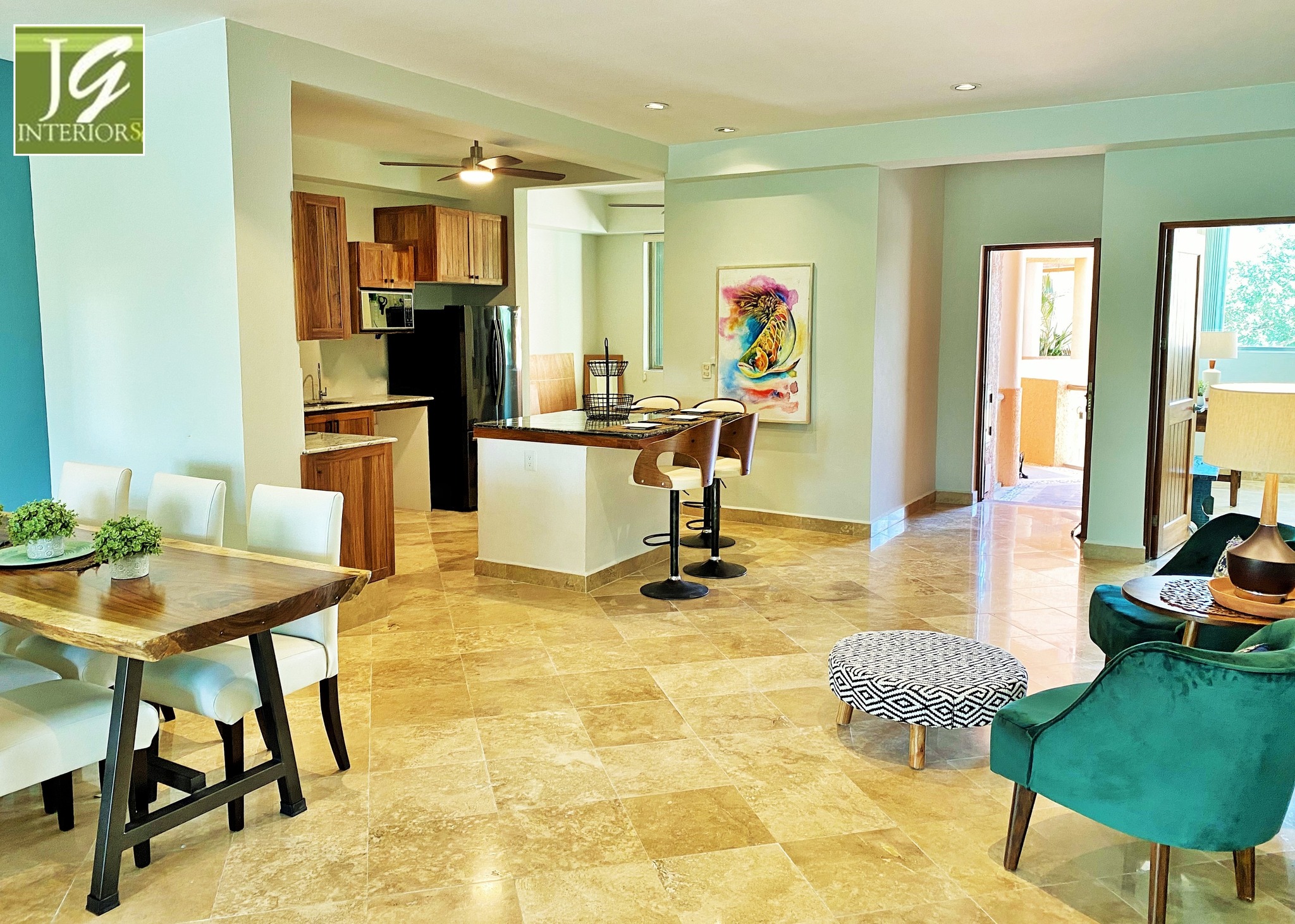 Where tranquil waters meet contemporary ease.
This waterfront residence was reimagined with a soft coastal palette and natural textures, creating a retreat that feels both serene and sophisticated.
Emerald and jade-green velvet chairs add depth to the warm natural-wood kitchen, while a striking Koi art piece brings movement and artistry to the space. The living area’s light teal tones complement the expansive sectional, drawing the eye outward toward the spacious covered balcony — a perfect extension of indoor–outdoor living.
Both bedrooms are flooded with natural light. The guest room features a beautifully crafted wood bed frame, while the primary suite offers a calming sanctuary with a connected walk-in closet, a spacious stone-lined shower, and thoughtful details throughout.
A harmonious blend of texture, color, and comfort — this remodel embodies the effortless grace of waterfront living.
➡️ Explore how we transformed this condo into a calm, contemporary coastal escape.
🌐 See the full refresh:
https://www.jamesgreyinteriors.com/portfolio/caribbean/waterfront-condo/receives-a-refreshing-remodel
#JamesGreyInteriors #CuratedCaribbeanElegance #CoastalRemodel #RivieraMayaLiving #InteriorDesign #WaterfrontHome