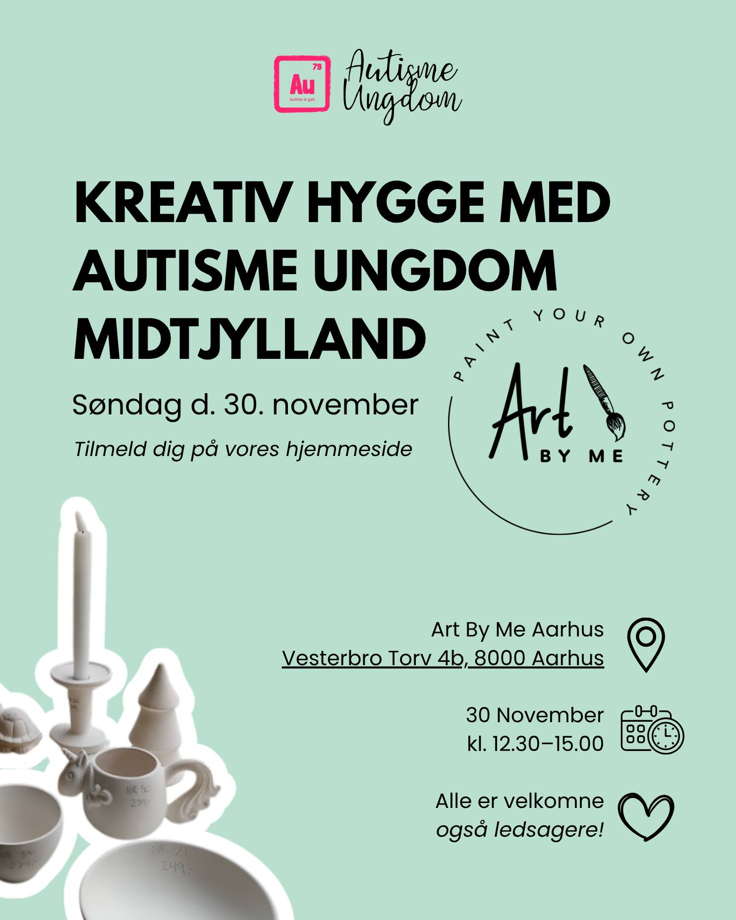 Kreativ hygge med Autisme Ungdom Midtjylland! 🧡
Kom med til en rolig og hyggelig eftermiddag hos @artbyme.dk Aarhus søndag d. 30. november kl. 12.30–15.00 🌟
Vi skal male keramik, drikke en varm kop kaffe/the/chokolade og nyde en hyggelig stund sammen i rolige omgivelser. Du behøver slet ikke være kreativ, bare kom som du er ❤️
✨ Gratis for medlemmer (og støttemedlemmer)
☕ Vi giver den første drikkevare
🎁 Vi betaler for din keramik (op til 300 kr.)
📦 Kommer du langvejs fra? Så sender Art By Me dit kunstværk hjem til dig!
Alle er velkomne, også ledsagere og medlemmer fra andre lokalafdelinger 🫶
Lad os slutte året af med en hyggelig dag i godt selskab 💫
👉 Tilmeld dig via link i bio / på hjemmesiden
#AutismeUngdom #ArtByMe #Fællesskab #KreativHygge #Aarhus #AutismeUngdomMidtjylland