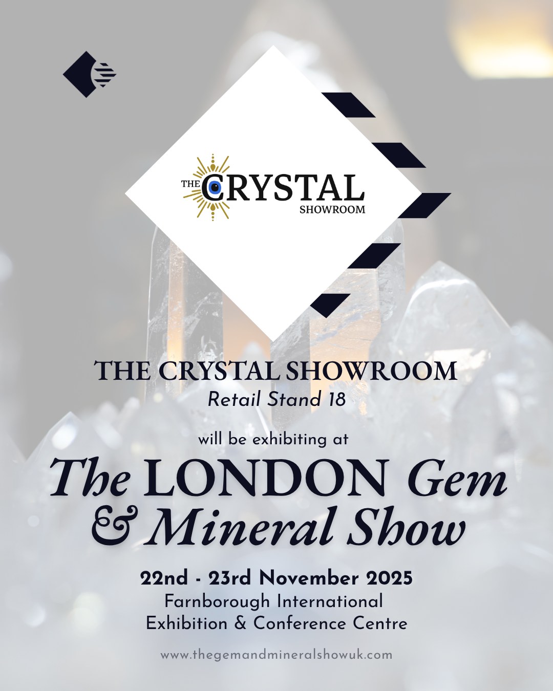 ✨ Exhibitor Spotlight: The Crystal Showroom - Retail Stand 18!
We are delighted to welcome The Crystal Showroom @thecrystalshowroom to The LONDON Gem & Mineral Show!
The Crystal Showroom is a London-based online crystal shop specialising in high-quality, hand-picked pieces for collectors and home décor enthusiasts. Blending luxury with community, they curate rare and unique crystals that empower their customers and offer a sense of exclusivity. Each piece is chosen with care to be both a timeless treasure and a statement of personal style.
Visit Retail Stand 18 to explore their beautiful, luxury crystal collection!
Show Details: 📆 Saturday 22nd & Sunday 23rd November 📍 Farnborough International Exhibition Centre 🎟️ Tickets available online now - Book via the LINK IN BIO
A big thank you to our wonderful sponsor, @mayfair.gems, for their continued support.
#thelondongemandmineralshow #thegemandmineralshowsuk #thecrystalshowroom