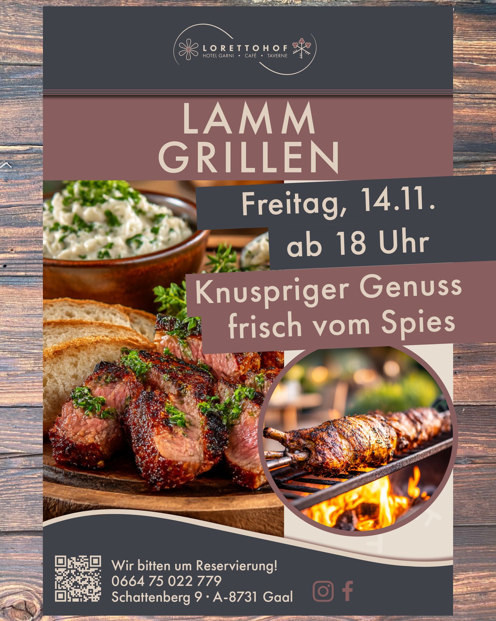 🐑🔥 Lammgrillen am Lorettohof – Freitag, 14.11. ab 18:00 Uhr
Knusprig gegrilltes Lamm, frisch vom Rost – dazu hausgemachte Beilagen, gutes Brot und die gemütliche Atmosphäre unseres Lorettohofs.
Wann?
📅 Freitag, 14.11.
⏰ ab 18:00 Uhr
Genießt einen Abend voller Genuss und Geselligkeit bei uns in Gaal!
Bitte um Reservierung:
📞 +43 664 75022779
📧 office@lorettohof.com
Wir freuen uns auf euch! 🤍
#Lorettohof #Lammgrillen #Genussmomente #Steiermark #Sommerabend