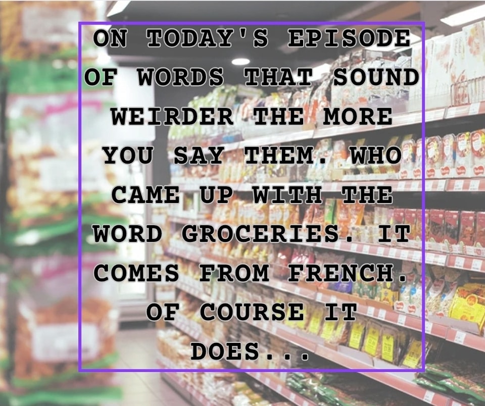 The history and etymology of Grocery per etyonline
Origin and history of grocery
grocery(n.)
mid-15c., "goods sold by a grocer;" earlier the name of the Grocer's Hall in London (early 15c.), from Old French grosserie, from grossier "wholesale merchant" (see grocer). Meaning "a grocer's shop" is by 1803, especially in American English, where its use in that sense restricted the "goods sold by a grocer" meaning to the plural, groceries, by mid-19c.
#etemology #groceries #wherewordscomefrom