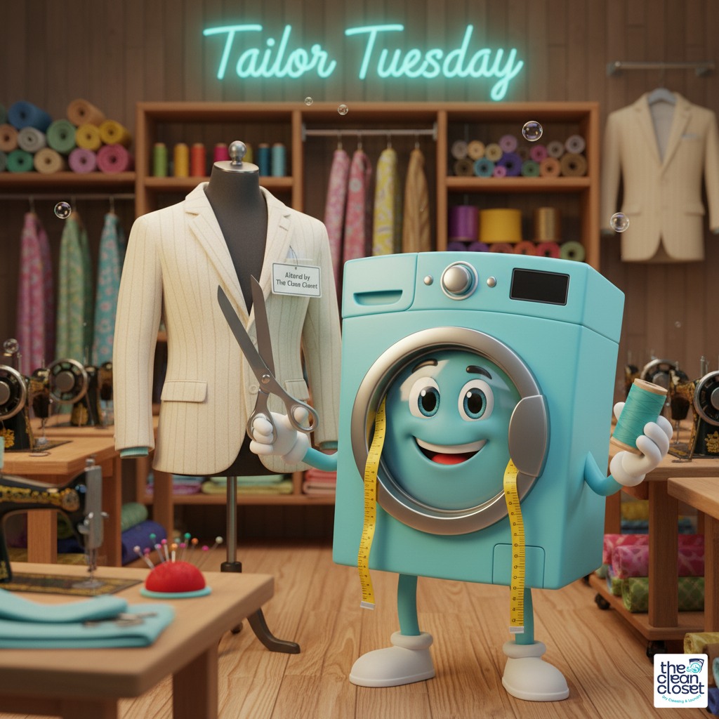 🧵 It’s Tailor Tuesday, and you know what that means… ✂️
Buttons pop, zippers snap, hems fall — stitch happens! 😅
But don’t worry — Cleanie’s got a needle and a plan.
At The Clean Closet, we don’t just clean your clothes —
we revive them. 💚
From tailored suit adjustments to dress repairs, zipper fixes, and sleeve hems, our expert tailors make every garment look like it was made just for you.
👕 Alterations • Repairs • Custom Fits
💚 Professionally pressed & ready to wear
💚 Eco-friendly care, every stitch of the way
Whether it’s your favorite jeans or your best blazer —
Cleanie makes it fit just right. 👌
📍 Visit us in Braddon or book a pickup today!
📞 1300 656 895 | 🌐 www.thecleancloset.com.au
#TailorTuesday #TheCleanCloset #CleanieCares #CanberraTailor #ClothingRepairs #GarmentAlterations #CanberraLaundry #EcoFriendlyLaundry #BraddonACT #SuitUpWithCleanie #LaundryHumor