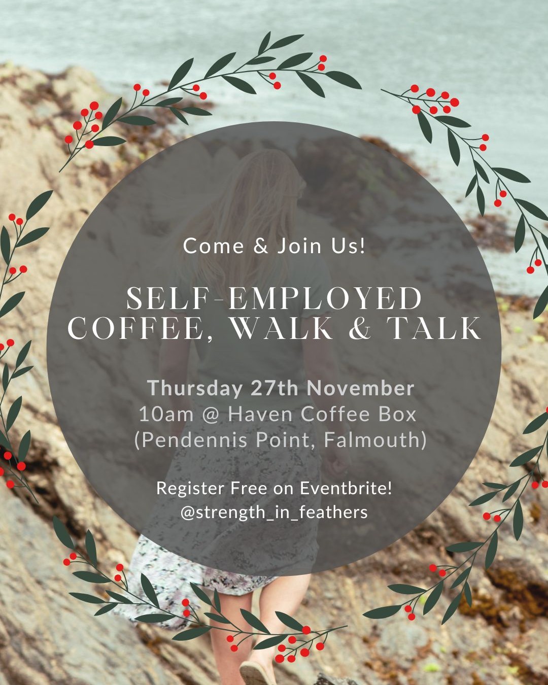 I'm back in Falmouth the last week of November which seems like a perfect time to squeeze in another meetup! You know the drill, sign up on Eventbrite to let me know if you can make it... this is also super helpful just in case we have to move to an indoor location and I will email you all ✨
Everyone welcome, whether you've been once, lots of times, or not at all yet! This is a relaxed and friendly event that has led to some lovely work collaborations as well as friendships. @havencoffeebox kindly offer us 10% off food and drink - they have amazing coffee and delicious hot chocolates (amongst other treats) to enjoy. Can't wait to catch up with you all xxx
@pollyfordmedia @angelina.illustrations @anouk.lmn @helen_kelynack @caitlinjune.upholstery @penporthmarketing @found.treasure @thenest_retreatsforwomen @laura_ramage @rosieathertonwellbeing @kate_wellbeing @kathpent @marigoldandlimecatering