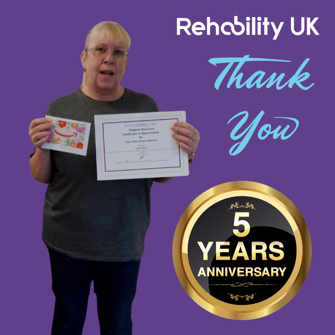 🎉 Celebrating 5 Years of Dedication! 🎉
Today we’re shining a spotlight on Rachel Merril, who is celebrating 5 incredible years with our Dorset services!
Rachel is known for her kindness, calm approach, and her unwavering commitment to the people we support. Over the years, she has brought warmth, positivity, and a genuine passion for making a difference — qualities that truly embody what Rehability UK stands for.
Thank you, Rachel, for your hard work, your heart, and the impact you make every single day. Here’s to many more years of making lives brighter together! 💙✨
#RehabilityUK #ShiningTogether #WorkAnniversary #TeamRehability #SocialCareHeroes