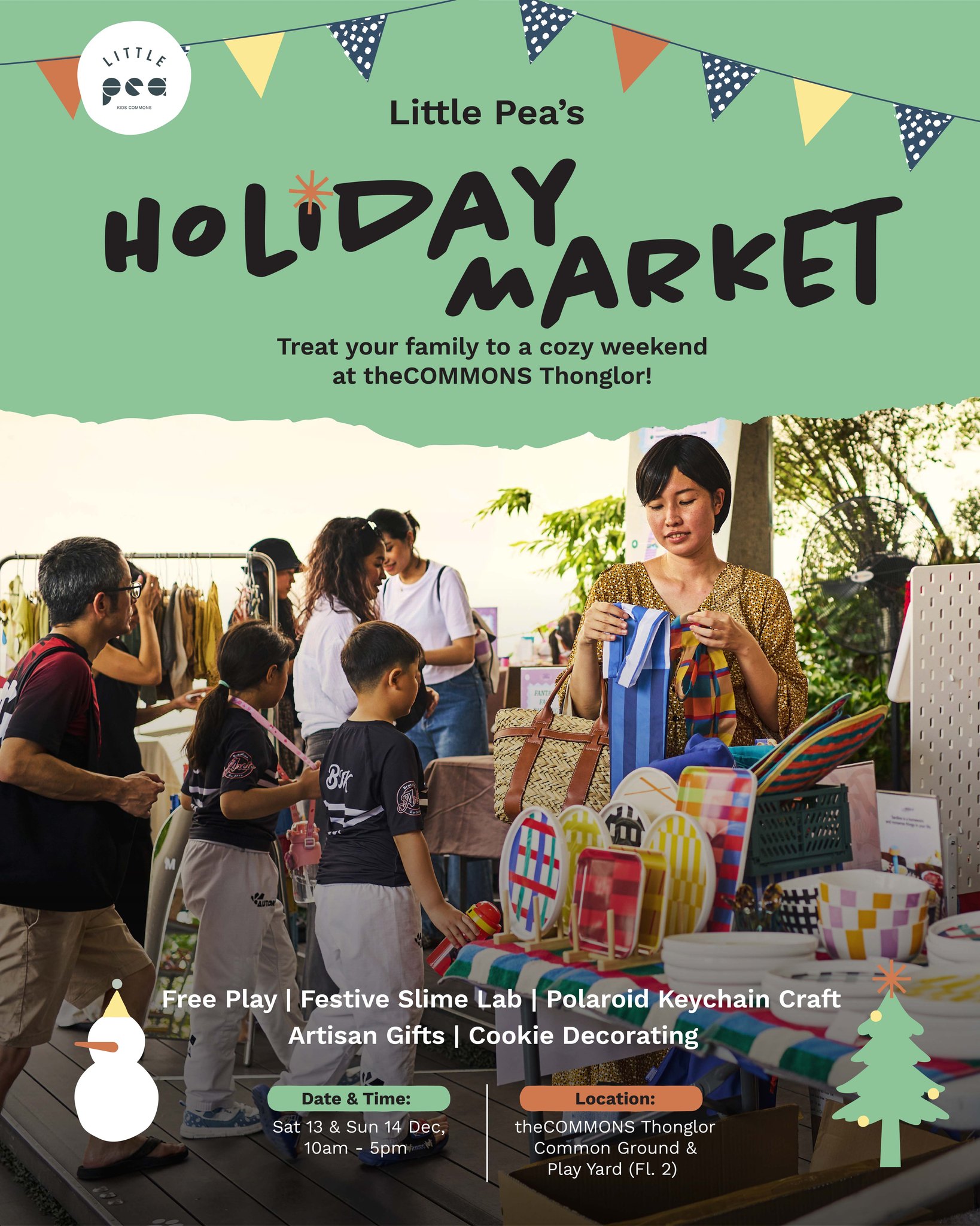 🎅🛍️ Save the Date! 🎨🍪🎄Join us for a jolly time at Little Pea’s Holiday Market! Entry is FREE. We’ll get into the holiday spirit with a cozy weekend of family fun. Your little elves can revel in festive activities while parents browse for holiday gifts from our curated market of vendors, in collaboration with @jam.eventplanner.
📅 Sat 13 & Sun 14 Dec (10am - 5pm)
🔹 Polaroid Keychain Craft
🔹 Cookie Decorating
🔹 Festive Slime Lab
🔹 Free Play
💥 Book now via Link in Bio or Line @littlepeabkk
____________
🎅🛍️ จองวันไว้เลย! 🎨🍪🎄 มาสนุกกันที่ Little Pea’s Holiday Market ตลาดน่ารักรับเทศกาลแห่งความสุข 💫 เข้าฟรี! ชวนครอบครัวมาสัมผัสบรรยากาศอบอุ่นของวันหยุดแสนพิเศษ เด็ก ๆ เพลินกับกิจกรรมสุดคริสต์มาส 🎁 ส่วนคุณพ่อคุณแม่ก็ช้อปของขวัญน่ารักจากร้านค้าที่คัดสรรมาอย่างดีได้เลย 💚
💥 จองเลยผ่าน Link in Bio หรือ Line @littlepeabkk
____________
#LittlePeabkk #LittlePea #theCOMMONSbkk #LittlePeaHolidayMarket #LittlePeaWinterWonderland