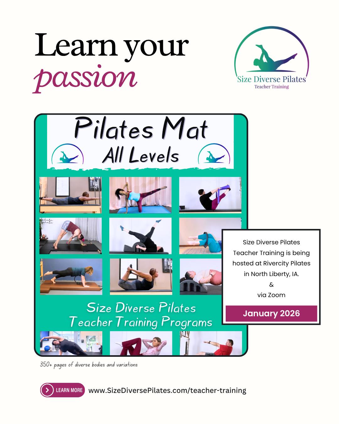 Get in touch with me today if you want information on Pilates Teacher Training
Learn more about your passion for Pilates by joining us in January!