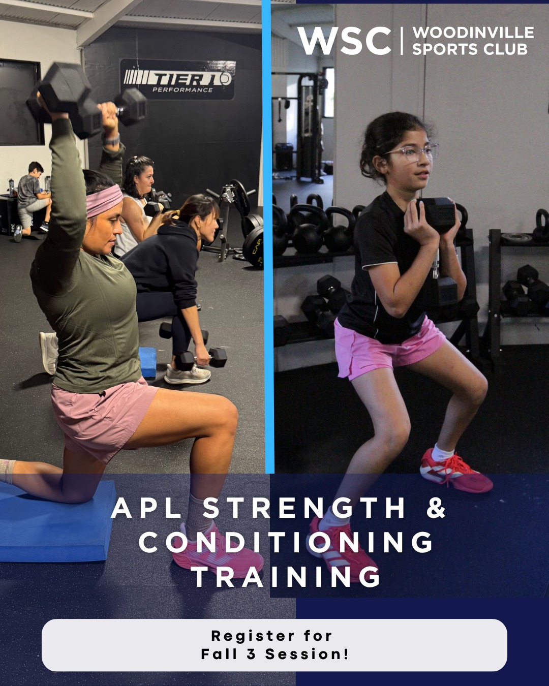 It's not too late to join Fall 3! 🔥 Limited spots are available in our APL Strength & Conditioning classes for youth and adults. World-class facilities. Elite coaching. Results-driven training. Register before classes fill up. 💪
Learn more with the link in bio!
#APL #athleticperformancelab #strengthtraining #youthathletes #adultfitness #wsc #woodinvillesportsclub #smallgrouptraining