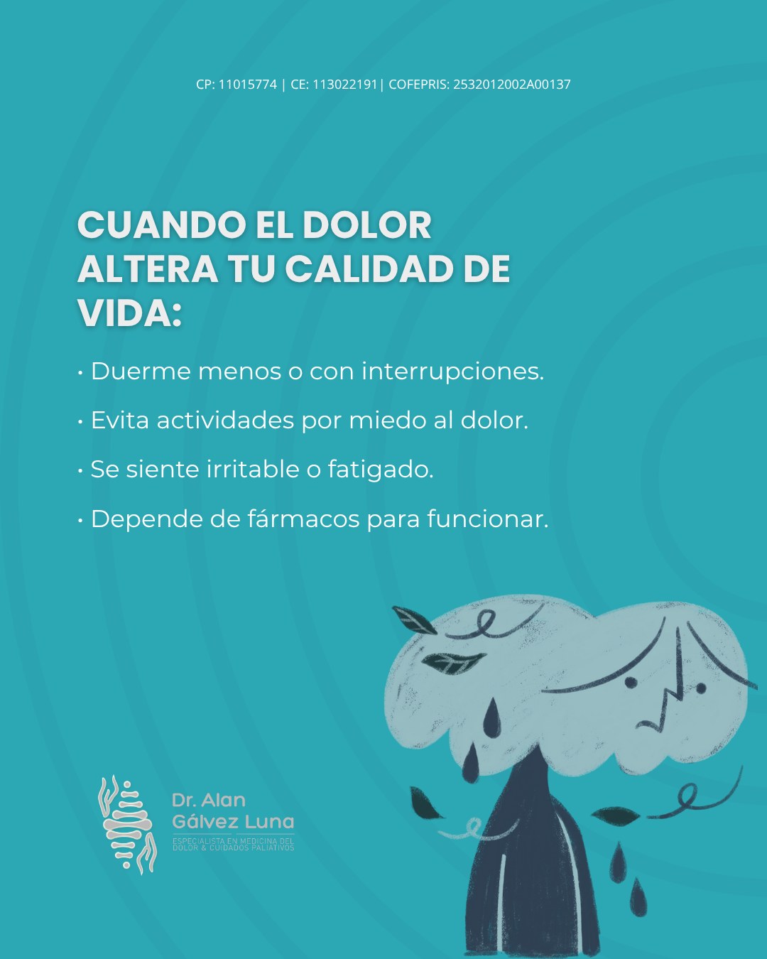 “El dolor no solo se mide por su intensidad, sino por todo lo que limita. 💭”
Afecta el movimiento, altera el descanso y cambia el estado emocional de quien lo padece.
Por eso, tratar el dolor no es solo aliviar un síntoma, sino recuperar equilibrio, movilidad y bienestar. 🩺
👨⚕️ Dr. Alan Valente Gálvez Luna
Medicina del Dolor y Algología
📍 Plaza Cititower, Guadalajara, Jal.
📍 Cráter 10, Guadalupe, Zac.
📲 Guadalajara: +52 1 33 4675 6141
📲 Zacatecas: +52 1 492 268 8645
🆔 Céd. Prof. 11015774 | Céd. Esp. 13022191
🧾 COFEPRIS Santa Fe: 2532012002A00137 | COFEPRIS GDL Instituto ION: 2514102002A00839