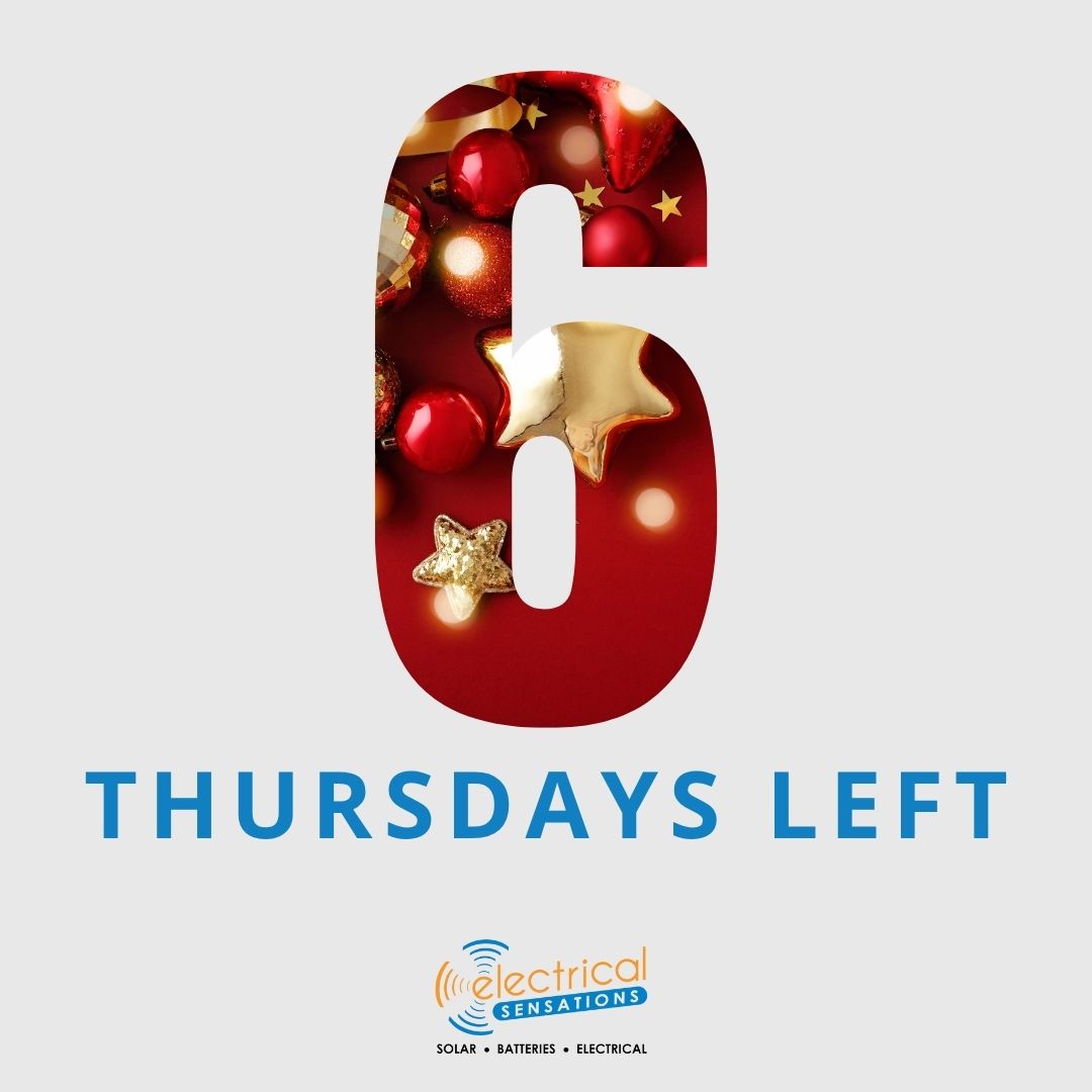 It's only 6 weeks until Christmas!! 🎅
If you’ve been meaning to:
- Fix that light in the spare bedroom,
- Add a few ceiling fans to keep everyone cool at Christmas lunch
- Book a solar panel clean and system check before heading away
Now’s the time to get it sorted! The lead-up to Christmas is always one of our busiest times of the year and this year is no different. We only have a few spots left for the year, so if you need anything done, please get in contact with us.
