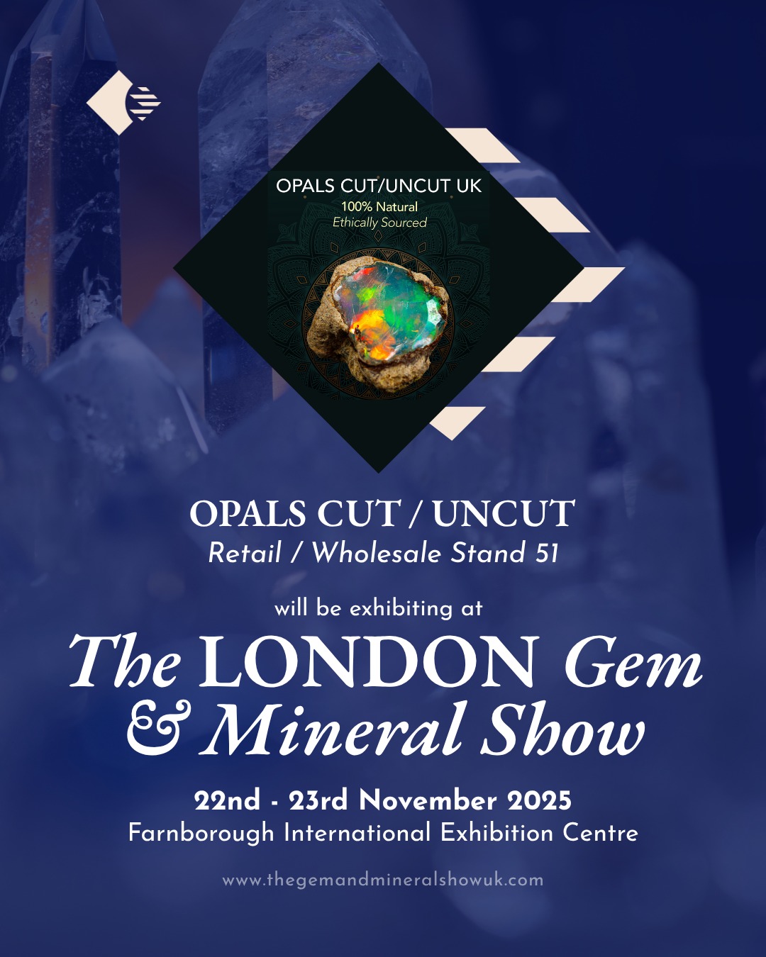 ✨ Exhibitor Spotlight: Opals Cut/Uncut UK - Retail/Wholesale Stand 51!
We are delighted to welcome Opals Cut/Uncut UK to The London Gem & Mineral Show!
Opals Cut/Uncut UK specialises in Ethiopian Opals and are based between Addis Ababa and the UK. Their incredible collection is 100% natural and ethically sourced, and includes over 3000 cut Opals, Faceted Opals, unique Opal Specimens, rough Opals, Opal Jewellery, and much more. With such a vast selection, they are the ideal source for collectors, jewellers, and enthusiasts looking for high-quality, vibrant Ethiopian opals.
Visit Retail & Wholesale Stand 51 to explore their stunning, expansive opal collection!
Show Details: 📆 Saturday 22nd & Sunday 23rd November 📍 Farnborough International Exhibition and Conference Centre 🎟️ Tickets available online now - Book via the LINK IN BIO
A big thank you to our wonderful sponsor, @mayfair.gems, for their continued support.
#thelondongemandmineralshow #thegemandmineralshowsuk #opalscutuncutuk