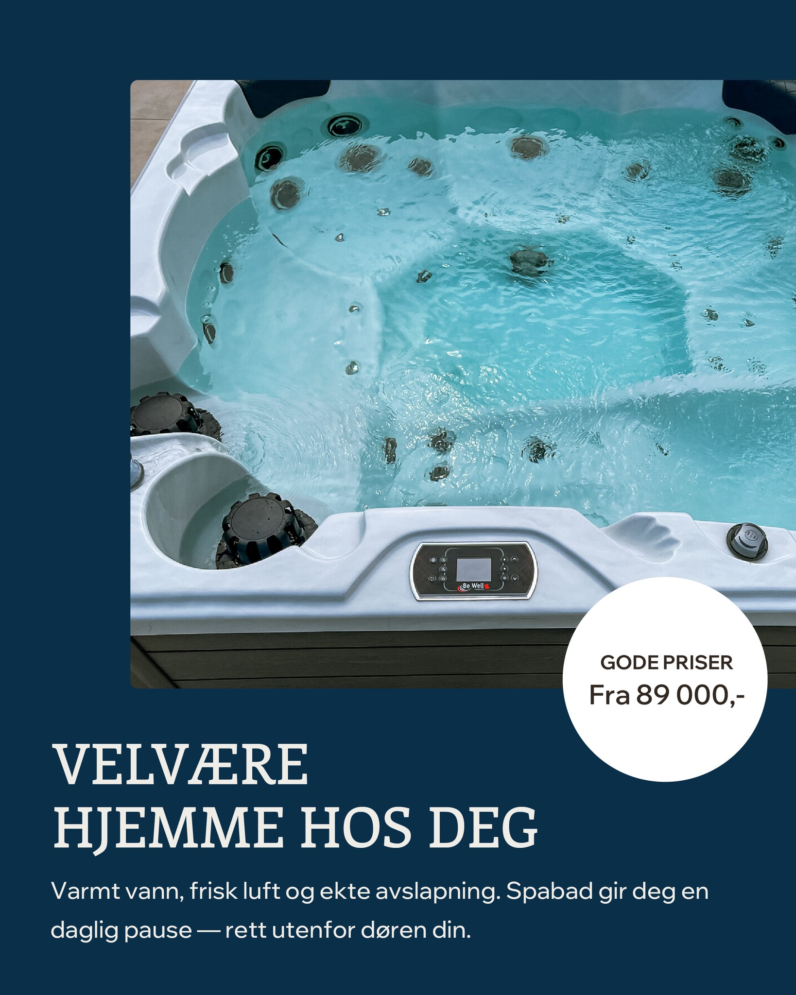 Varmt vann, frisk luft og ekte avslapning – hver dag.
Se våre modeller og start reisen mot mer velvære på westpool.no🫧