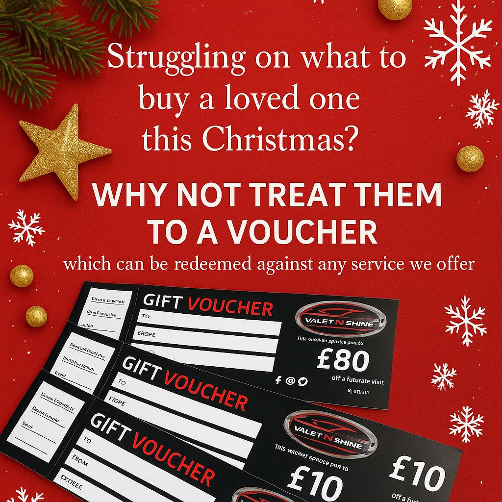 ๐ Still stuck on what to get a loved one this Christmas?
Why not give them a gift theyโll actually use โ a Valet N Shine Gift Voucher!
Perfect for anyone who loves keeping their vehicle looking spotless, glossy, and professionally cared for. Our vouchers can be redeemed against any service we offer, from maintenance valets to full machine polishing, ceramic coatings, and more.
Available in multiple amounts, theyโre ideal for stocking fillers or that special main gift.
Give the gift of a fresh, professionally detailed car this Christmas ๐
โจ
๐ Unit 2, Gelligron Industrial Estate, Tonyrefail, CF39 8ES
๐ 07392 677411