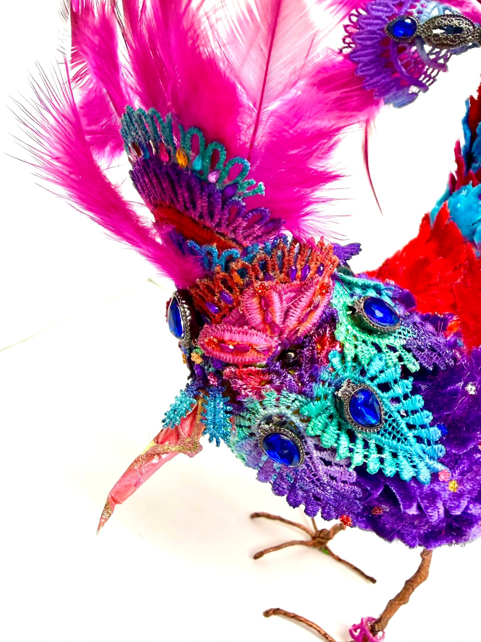 Just had a fabulous 2 Days with the lovely Alexandra Waylett. Alex came to my studio to teach her fun packed workshop… ‘A little Bird Told Me’ here is my finished result
Let me indroduce you to ‘Mr Bling’ ….
Thank you again Alex …