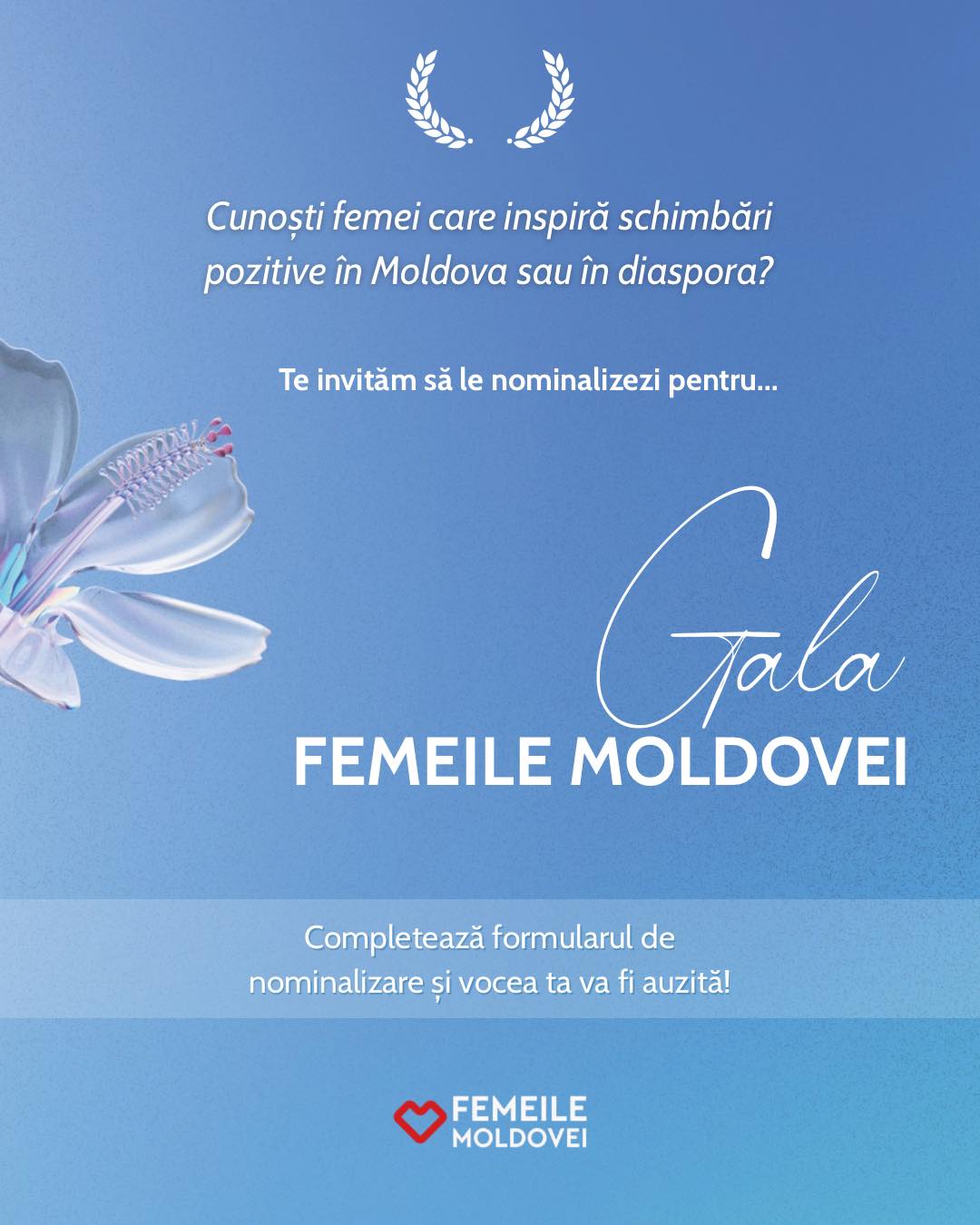 Cunoști femei care te inspiră și despre care trebuie să știe toata lumea ? 🌸
Fie că sunt din Moldova sau din diaspora, fiecare femeie care aduce un impact pozitiv merită recunoaștere.
Alianța Femeile Moldovei te invită să nominalizezi femeile care te inspiră pentru Gala 'Femeilor Moldovei' 2025 — un eveniment dedicat celor care prin curaj, viziune și implicare schimbă comunități.
Poți nominaliza până la două persoane, alegând acele femei care au demonstrat forță, dedicare și leadership autentic.
❗ Formularul este deschis până pe 24 noiembrie 2025.
🔗 Completează acum ➡ link in bio
Hai să aducem împreună în lumină femeile care inspiră Moldova, acasă, dar și peste hotare! 💖