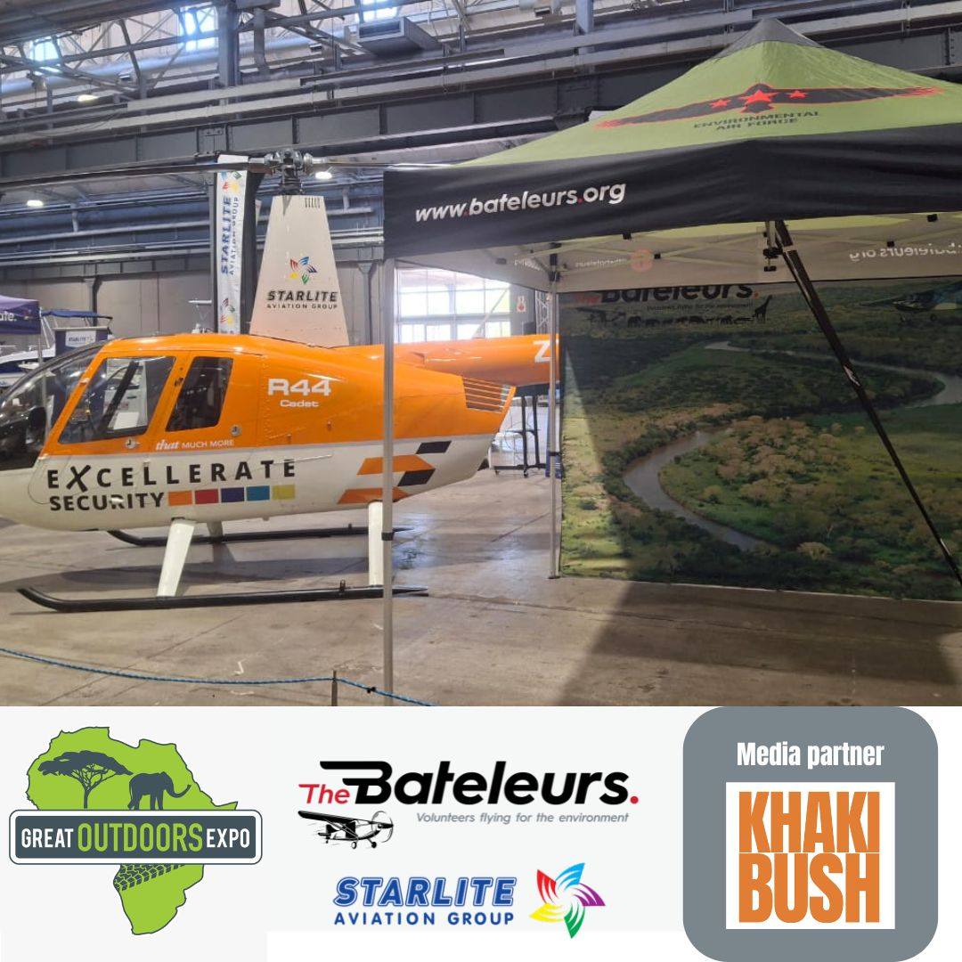 Setup day at the Durban Exhibition Centre. Stands up, banners straight, Bats merch unpacked. We’re ready for the @great_outdoors_expo (15–16 Nov) this weekend.
Come chat to us about how volunteer pilots fly for conservation, and pick up some gear while you’re here. Doors open Saturday at 09:00.
We thank @starlite_aviation_group for positioning their R44 helicopter to augment our Bateleurs stand.
#Bateleurs #GreatOutdoorsExpo #OutdoorLifestyle #KhakiBush