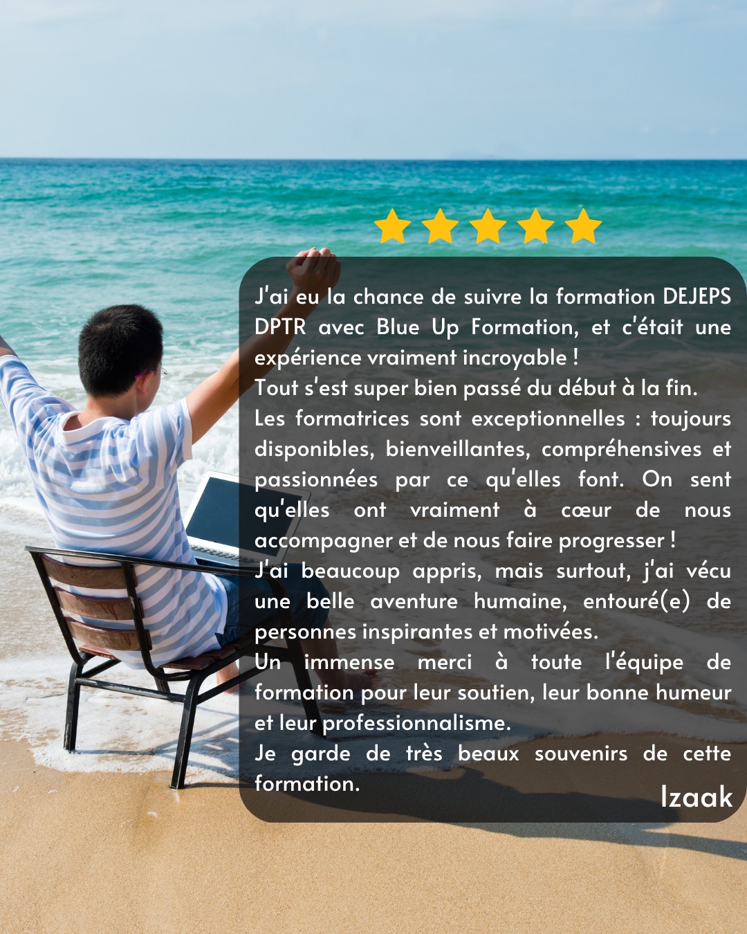 ⭐ Ils en parlent mieux que nous : merci pour les derniers avis Google sur Blue Up Formation!
"Les méthodes innovantes de Blue Up Formation et la qualité pédagogique des contenus m’ont permis de participer à cette formation dans les meilleures conditions. Merci à toute l’équipe, mention spéciale pour Fadma, qui a su rester souriante et positive tout au long de l’année de formation."
"J’ai fais une formation BPJEPS, j’ai étais très bien soutenu, entendu, compris et accompagné par mes formatrices (Fadma et Fanny). Le contenu de la formation était bien énoncé et compris. Je les recommande fortement pour vos formations."
#bpjeps #dejeps #desjeps
Découvrez les avis de nos stagiaires:
https://www.google.com/search?sca_esv=740dc6ac61211c57&rlz=1C5CHFA_enFR1105FR1105&q=Blue+Up+Formation&si=AMgyJEtREmoPL4P1I5IDCfuA8gybfVI2d5Uj7QMwYCZHKDZ-E8hjLgOqNvAaNQNLmdWy--XYEvwWnOi5maYmNW0Q-Z_xzWqsmbn2ABOpxO6xSOGrv7ao_zo%3D&uds=AOm0WdF1eg4P3bLopmERYJ1GWcYkTFGq3OP_DFSPuB-TmCgItwFsp5_hVqLG7c3ec5FBleDQCkoKeu5m5iIMaqsEIJblrY-BmuMA-uKKZmwOmtad-Mq9rmQ&sa=X&ved=2ahUKEwj43ayZ8-6QAxUBVqQEHXzBKZgQ3PALegQIGRAE&biw=1710&bih=981&dpr=2