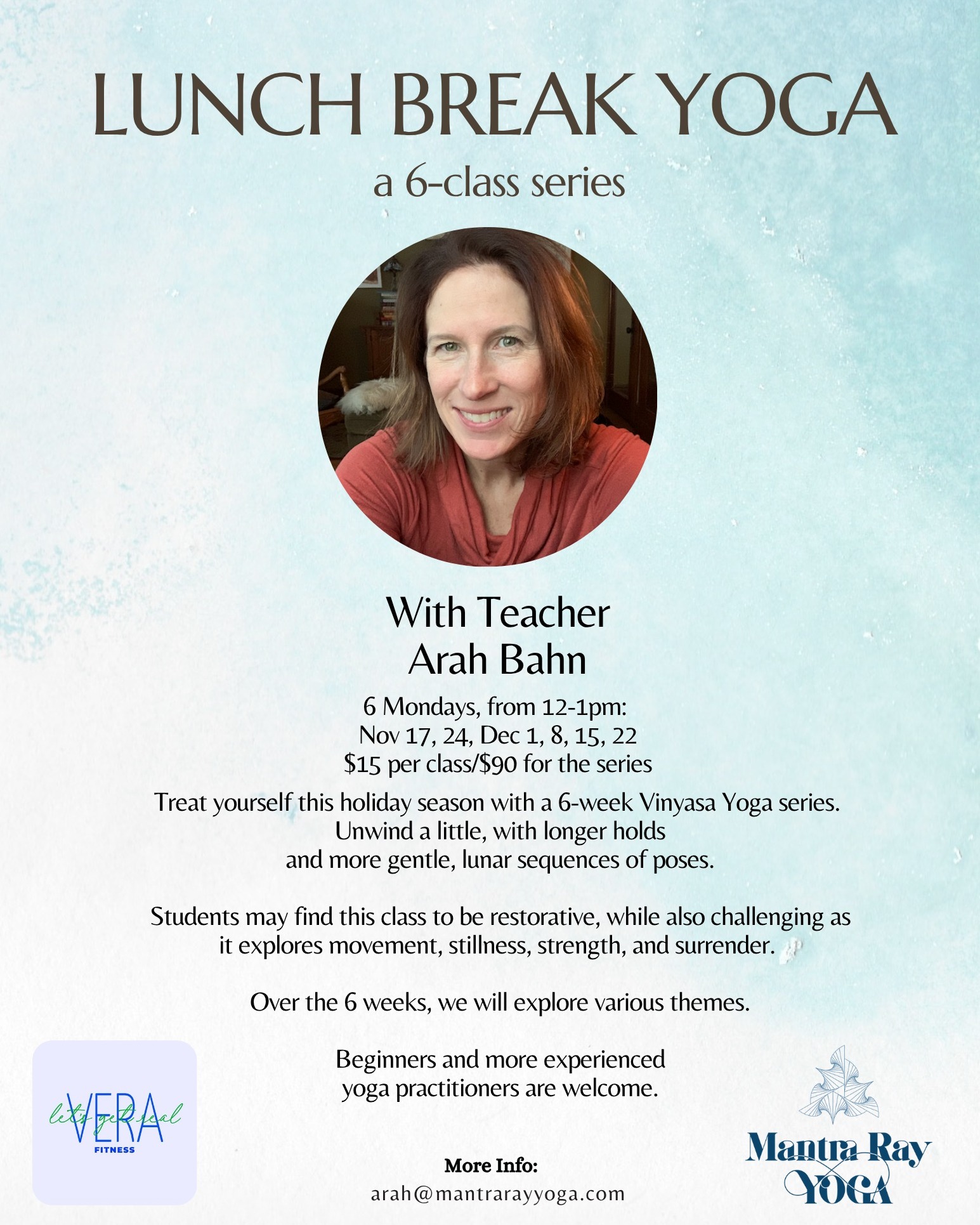 Lots going on this week at Vera Fitness - classes, dancing, sound baths, and workshops - a little something for body, mind, and energy!
MON: the first of Arah's Lunch Break Yoga series
(RSVP: arah@mantrarayyoga.com - or - drop in with your mat)
MON-WED Nights: Dancing, dancing, and more dancing
THURS: Sound Bath with Resonance Wellness
(Tickets: Check out link in bio - or - drop in)
SAT & SUN: Mental Fitness with Scott (More info + RSVP link @4d.fit)
SAT: An event for the ladies hosted by Mindful Body and Skin & Wellness Girl Social Club - Grounded in Gratitude. Save when you go with a friend.
(Use the QR code or visit: https://mindfulbodyandskin.com/event-board)
See you soon!
#seniorfitness #specialneedsfitness #stpaulmn #FitnessOver40 #allarewelcomehere #selfcarethursday #yogaclassesnearme #mentalfitness #StrengthGoals #soundbath #CommunityEvent #irishdanceworkout