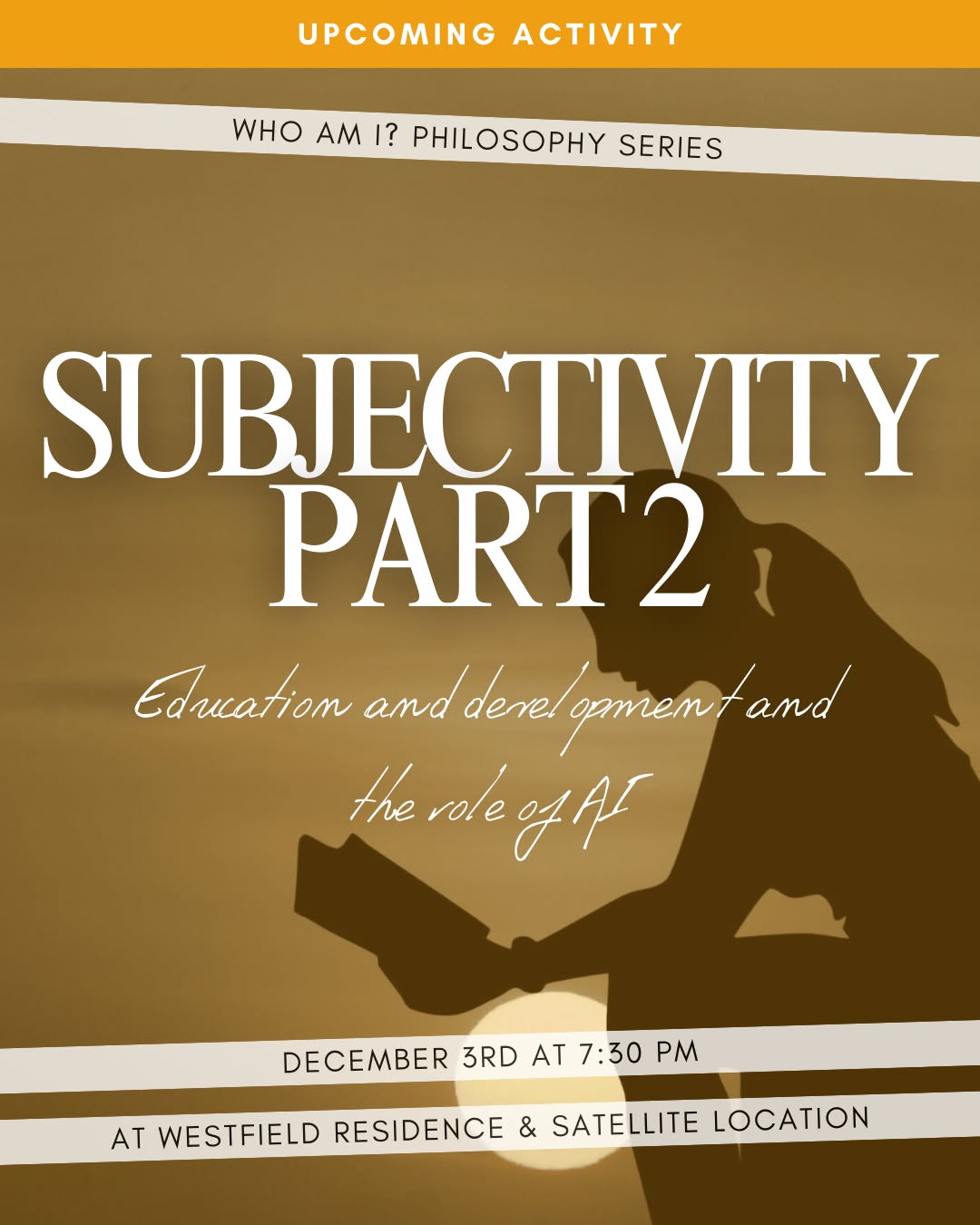 Join us on Wednesday, Dec. 3rd for the next talk in our fall series: Who Am I? Current culture has led to a loss of identity and meaning. This series is a philosophical inquiry into personhood, human nature, and relationships.
Please note this talk is taking place at Westfield Residence.
We hope you can join us!
#youngprofessionalwomen
#losangelescatholic
#opusdei
#beverlyyps
#philosophy