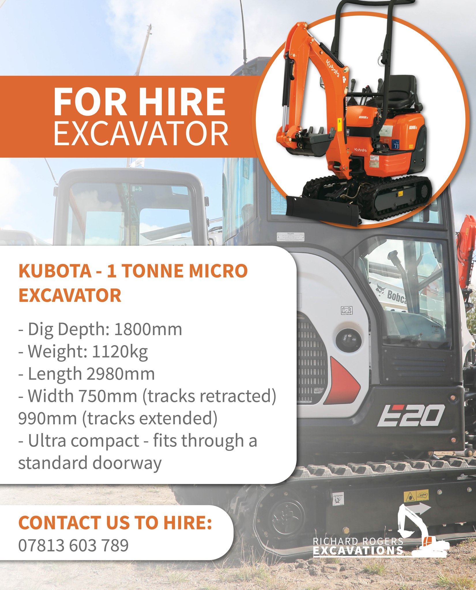 ๐ง For Hire Highlight: Kubota
1 tonne Micro Excavator ๐ง
Small in size, big in capability - this micro diggerโฆ
โ
Can it through a standard doorway
โ
Is built for tight, restricted & confined spaces
โ
Has ZERO tail swing
Available for hire across Merseyside, Cheshire, Chester
& the Wirral.
Get in touch today for competitive hire rates!
๐ฒ 07813603789
#PlantHire #MiniDigger #Kubota #Groundworks
#Excavation #Merseyside #Cheshire #richardrogers
#wirral