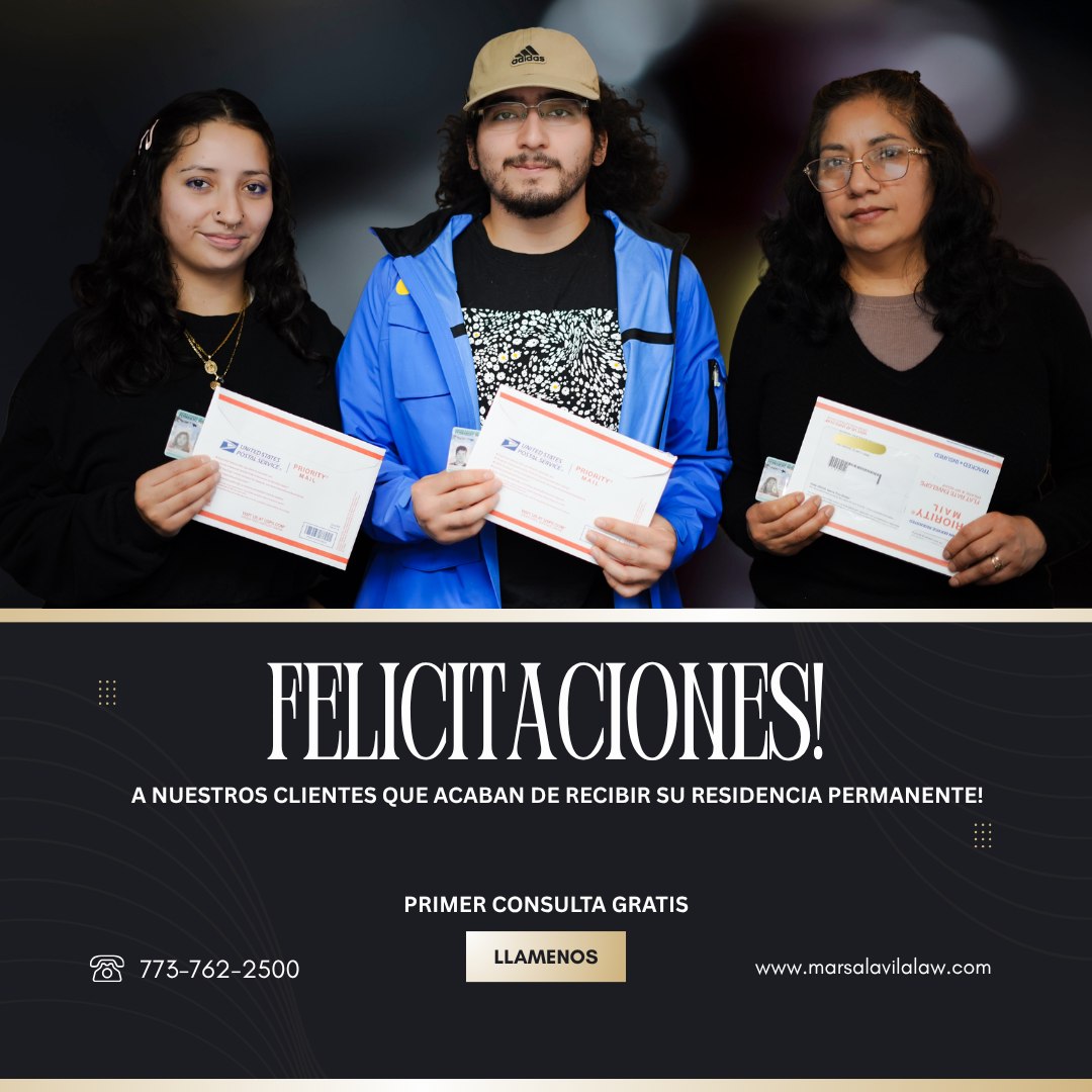 Queremos felicitar a nuestros clientes que acaban de recibir su tarjeta de residencia permanente! Les agradecemos nuevamente por la confianza depositada en el trabajo de nuestro equipo.
Si usted necesita ayuda con su caso de inmigración, llámenos al: 708-665-4500 para una consulta totalmente gratis.
#abogadodeinmigracion