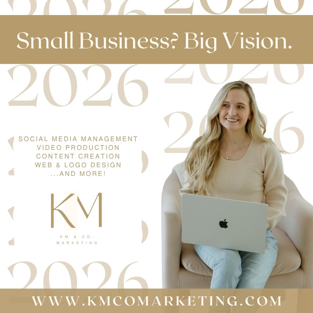 Small Business? Big Vision. Your 2026 Marketing Era Starts Now. 👏 KM & Co. Marketing is officially accepting new clients for 2026, and we’d love to help your small business grow.
From social media management and video production to content creation, web design, logo design, and more… we specialize in helping small businesses show up consistently and stand out confidently!
Want support growing your business in 2026? Send us a message! 💌
www.kmcomarketing.com