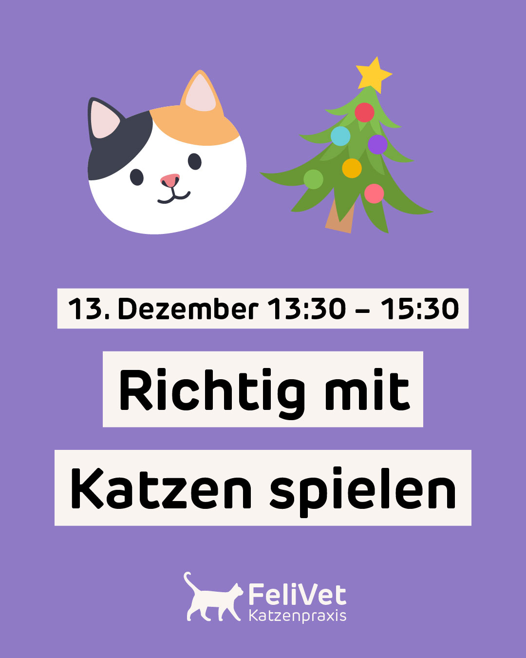 🎄⚠️🐈 Nicht jedes Katzenspielzeug ist ein gutes Geschenk. Und das Beste ist oft günstig und selbstgemacht – wenn man weiss, wie!
Im gemütlichen Workshop bei Tee und Guetzli erklärt Tierärztin Carol Zahnd, warum und wie Katzen spielen. Wie geht eine richtig gute Spiel-Session? Worauf ist beim Spielzeugkauf zu achten? Welche Gefahren muss man kennen?
Gemeinsam basteln wir zudem ein Spielzeug mit Geheim-Zutaten, auf die Katzen abfahren. Ein sinnvolles und nachhaltiges Büssi-Geschenk!
Der Kurs inkl. Katzengeschenk ist kostenlos, wir sammeln aber eine freiwillige Weihnachts-Kollekte für @handicapcats.ch. 💝
Achtung, begrenzte Platzzahl! Anmeldung auf www.felivet.cat/kurs (Link klickbar in unserer Bio).
