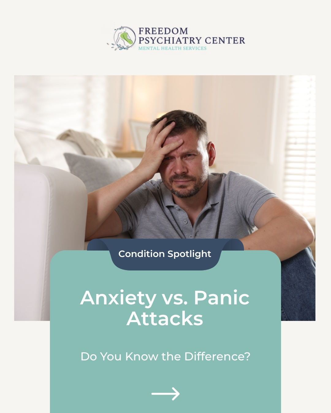 Anxiety and panic attacks are often used interchangeably, but they feel very different. Anxiety is often a slow buildup of worry, while a panic attack is sudden, intense, and physical—often mimicking a heart attack. Knowing the difference helps in finding the right treatment. You don't have to live in fear of the next episode.
#PanicAttack #AnxietySupport #MentalHealthEducation #FreedomPsychiatry #PanicDisorder #KnowTheSigns #MentalWellness #ArizonaHealth