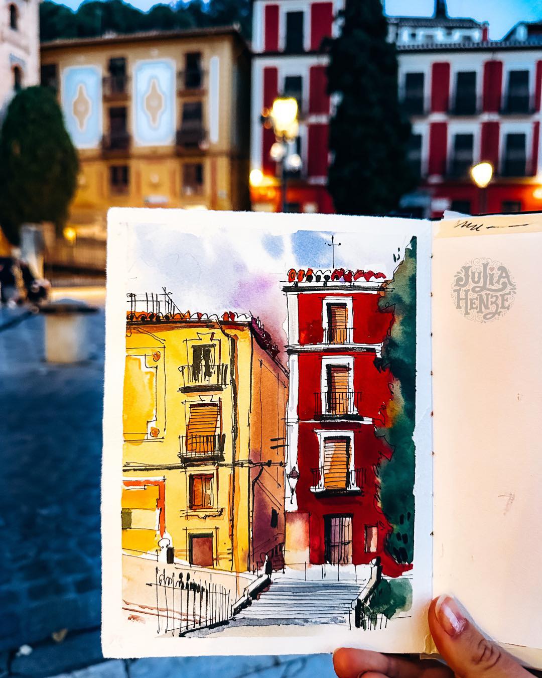 I made this sketch almost a month ago, on the evening after the Sketching Retreat.
I was happy-tired, you know, that mix of “wow, what an experience!” and “I need a bed and maybe two blankets right now.”😅
But somehow I felt this little pull:
“Make a sketch… it will calm your mind.” And guess what? It did.
Even though I was sitting at one of the busiest spots in Granada, my energy came back and my whole body relaxed. I’m so surprised every time it happens, but it really works!
How about you, my friends, does sketching give you energy, or does it leave you even more exhausted?😉
#urbansketching #urbansketchers #usk #granadasketch #travelsketch #watercolorsketch #inkandwatercolor #aquarelsketch #drawonlocation #sketchinglife #sketchinpublic #urbanwatercolor #creativemoment #sketchbookart #pleinairsketch #sketchingretreat #juliahenze #artinspiration #sketchpractice #sketchforjoy #creativeenergy