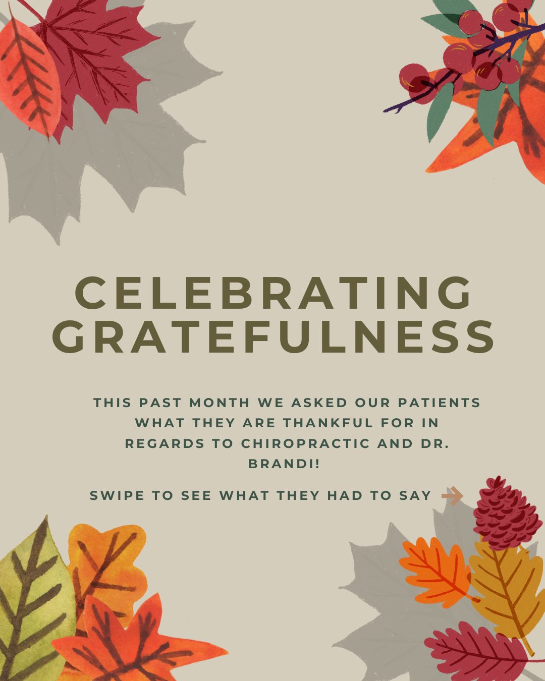 🌿 Patient Appreciation Week: Celebrating Gratefulness! 🌿
This week, we’re taking a moment to honor what makes our work so meaningful—you, our amazing patients! In celebration of Patient Appreciation Week, we asked our patients to share what they’re most thankful for when it comes to chiropractic care and Dr. Brandi. The responses warmed our hearts and remind us why we love what we do every day.
Here’s a glimpse of what they had to say:
💛 “I am thankful for Dr. Brandi because she helps everyone.”
💛 “Our family is grateful for Dr. Brandi for changing our physical and mental health for the better.”
💛 “I’m thankful for Dr. Brandi and her team. Thankful for the relief and reset chiropractic care brings to me.”
💛 “So thankful for y’all. It truly has been life changing.”
It’s these kind words that inspire us to continue helping families feel their best, recover from pain, and thrive in their daily lives. Your trust, gratitude, and stories of progress remind us why we show up each day with the goal of helping your body and mind feel their very best.
We’re incredibly thankful for every patient who walks through our doors, and this week, we hope to celebrate you. Your wellness journey is what makes our WBC family so special!
💬 We’d love to hear from you, too! Share in the comments what you’re grateful for about your chiropractic care or Dr. Brandi—we can’t wait to read your stories!
.
.
.
#wildbloomchiro #gallatintn #sumnercounty #thanksgiving #PatientAppreciationWeek #Grateful #Thankful #ChiropracticCare #WBCFamily #WellnessJourney
