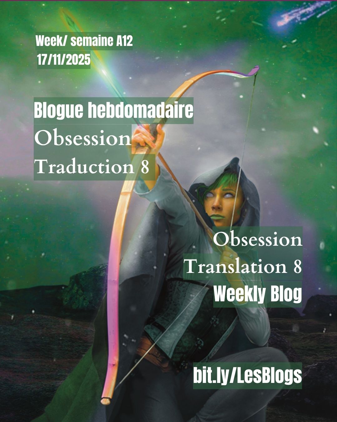 The blog is out! The anatomy of a novel, back to week A. Discover the writing process; follow the progress as translate Obsession, the first Elfian chronicle, a science fantasy novella from the Guardian-Child Series. Read the beginning of Redemption, a science fantasy novella from the Punk Nexus Series…
https://www.abalabee.com/post/translation-traduction-8
bit.ly/LesBlogs
Le blog est là! L’anatomie d’un roman, retour de la semaine A. Découvrez le processus d’écriture, suivez la progression de la traduction anglaise de la première chronique elfiane de l’Enfant-Gardien 4, Obsession, une science fantasy de la série de l’Enfant-Gardien. Lisez le début de l’histoire Rédemption, une science fantasy de la série du Nexus Punk.
#abalabee #ancilians #sciencefantasy #steampunk #fictionblogs #blogfiction