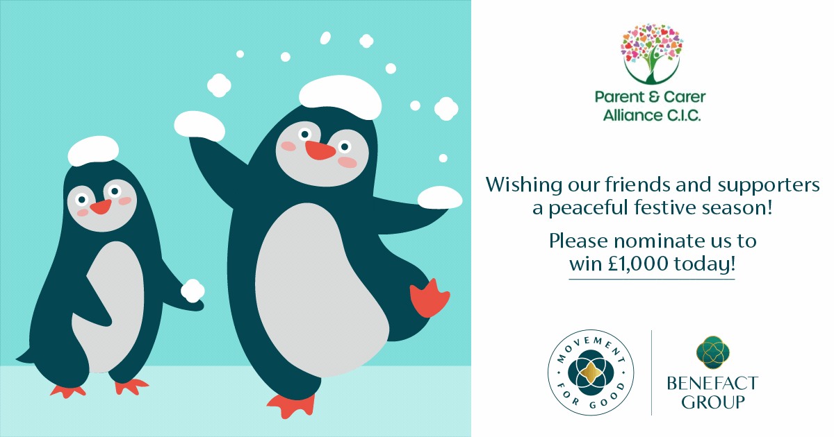 Support the Alliance by Nominating us today! We could win £1,000.
Just type in Parent and Carer Alliance C.I.C. and click to nominate - it will take about 45 seconds from start to finish, please find the time to nominate us today!
https://movementforgood.com/index.php?cname=Parent%20And%20Carer%20Alliance%20CIC%20&ct=community&i=1763480188-73514.gif&utm_source=holiday+card&utm_medium=social&utm_campaign=M4G2025card&utm_id=M4G2025card#nominateACharity
#fundraisinggoals #fundraising #Send #parentandcareralliance #parentandcareralliancecic