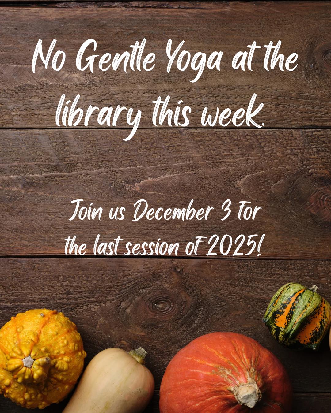 Big changes coming to Gentle Yoga at the Library! Mary Vinson is reopening soon and we are so excited.
Due to holidays and the pending move, we will have just one more practice in 2025 on Wednesday, December 3 at 5:45pm at the Hancock Branch.
We will return on TUESDAYS in 2026 beginning January 6 at 5:45pm in the Mary Vinson conference room. We are looking forward to seeing you soon!
#healthybodyhealthymind #moveyourbodyeveryday #healthybodyandmind #changeyourmindchangeyourlife #healthybody #takeadeepbreath #healthybodyhealthymindhealthysoul #healthybodyhappymind #moveyourbody #justbreathe #changeyourlife