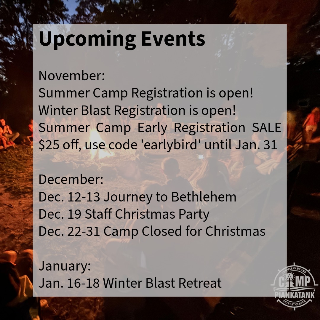 Christmas is a busy season! You may be interested in some of our upcoming events.
A sale, Journey to Bethlehem, Winter Blast.... come join the fun.