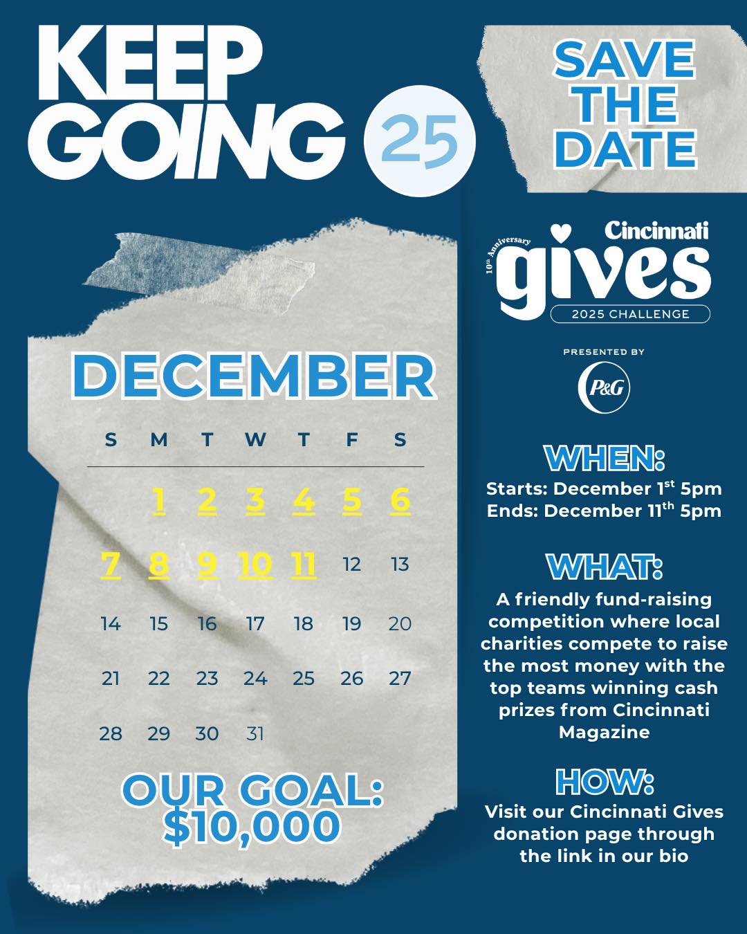 The holiday season is here, and so is Cincinnati Gives 🎁 We are so thrilled to be a part of the competition this year and we need your help to become a top fundraising charity. Your support means everything 🫶
Donation period:🗓 Monday, December 1st 5PM – Thursday, December 11th 5PM
Click the link in our bio to donate - every donation makes a difference 💙