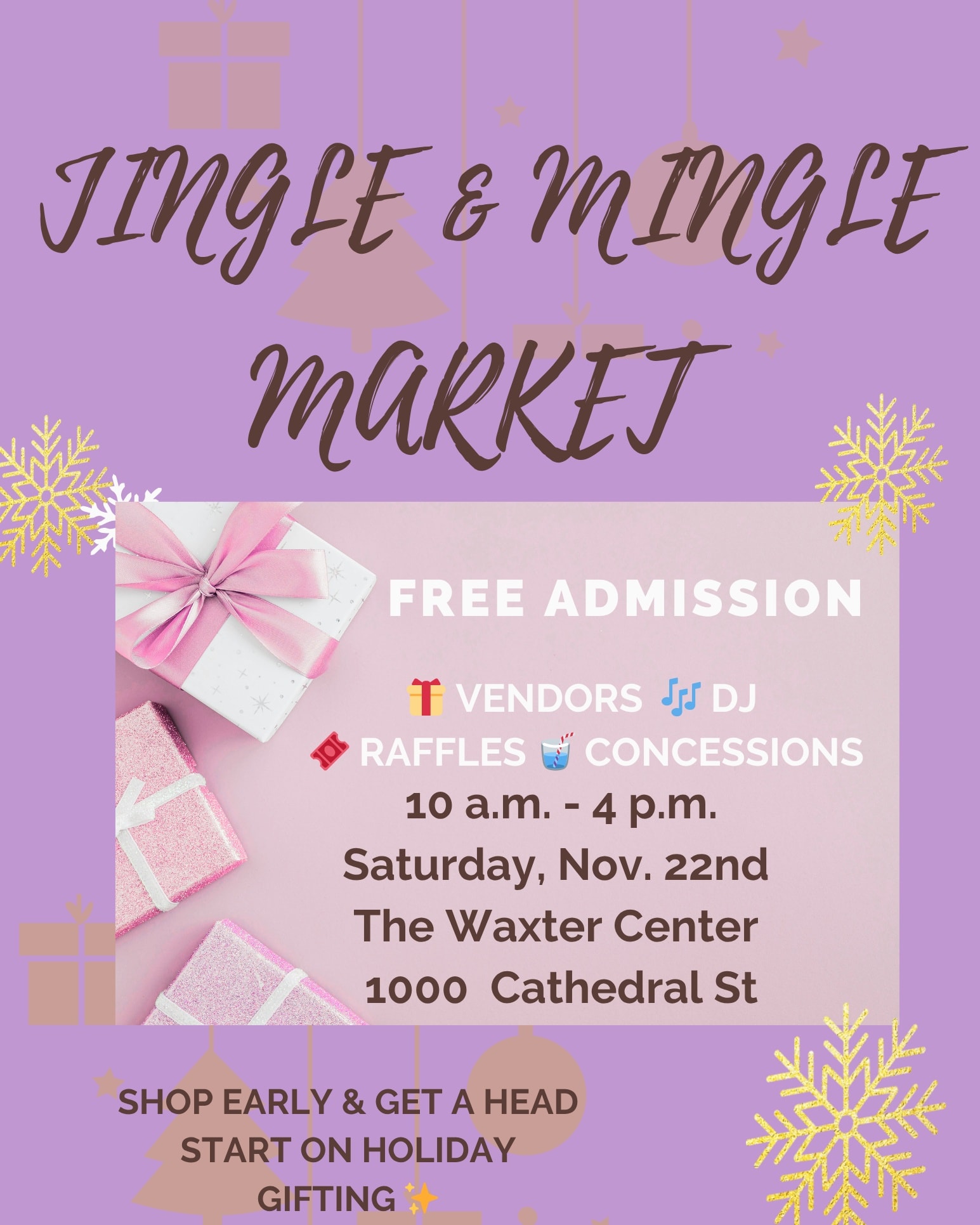 Hey Baltimore, come thru this Saturday. We'll be displaying some new products to carry you through all the holiday ups and downs with ease and care #jingleandmingle