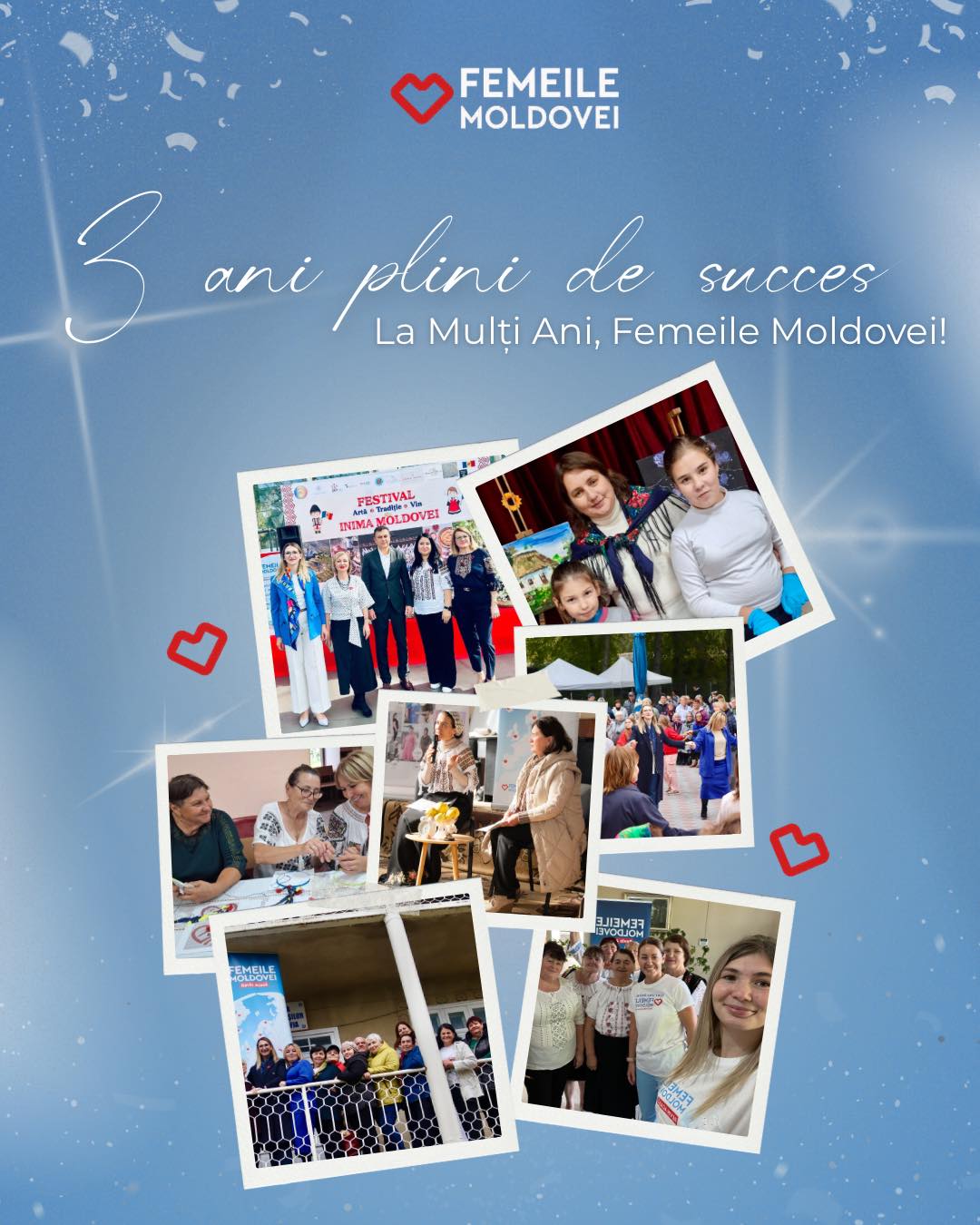 🎉 Astăzi, Alianța Femeile Moldovei împlinește trei ani!
În 2022, în Raionul Drochia, a început călătoria noastră — o inițiativă născută din dorința de a uni, sprijini și da voce femeilor din întreaga țară. Astăzi celebrăm trei ani plini de succese, trei ani în care Alianța a crescut, s-a consolidat și a devenit un adevărat pilon pentru comunitățile de femei din Moldova și din diasporă.
✨ În doar trei ani:
•Avem membre în toate raioanele Republicii Moldova.
•Avem membre în diasporă, unite de aceeași misiune și energie.
•Suntem cea mai mare platformă dedicată femeilor din Republica Moldova și diasporă.
•Am devenit Club UNESCO și Club ACWW, cu recunoașteri internaționale care ne onorează.
•Am organizat sute de evenimente cu impact real.
•Am întâlnit mii de femei extraordinare, puternice, curajoase și inspiraționale.
Acești trei ani sunt despre comunitate, solidaritate și puterea de a transforma visurile în realitate.
♥️La și mai mulți ani înainte, la și mai mari realizări,
pentru femeile Moldovei și din toată lumea.
#3ani #AlianțaFemeileMoldovei #Drochia #Comunitate #UNESCOClub #ACWW #Diaspora #Empowerment #LaMaiMulțiȘiLaMaiMari