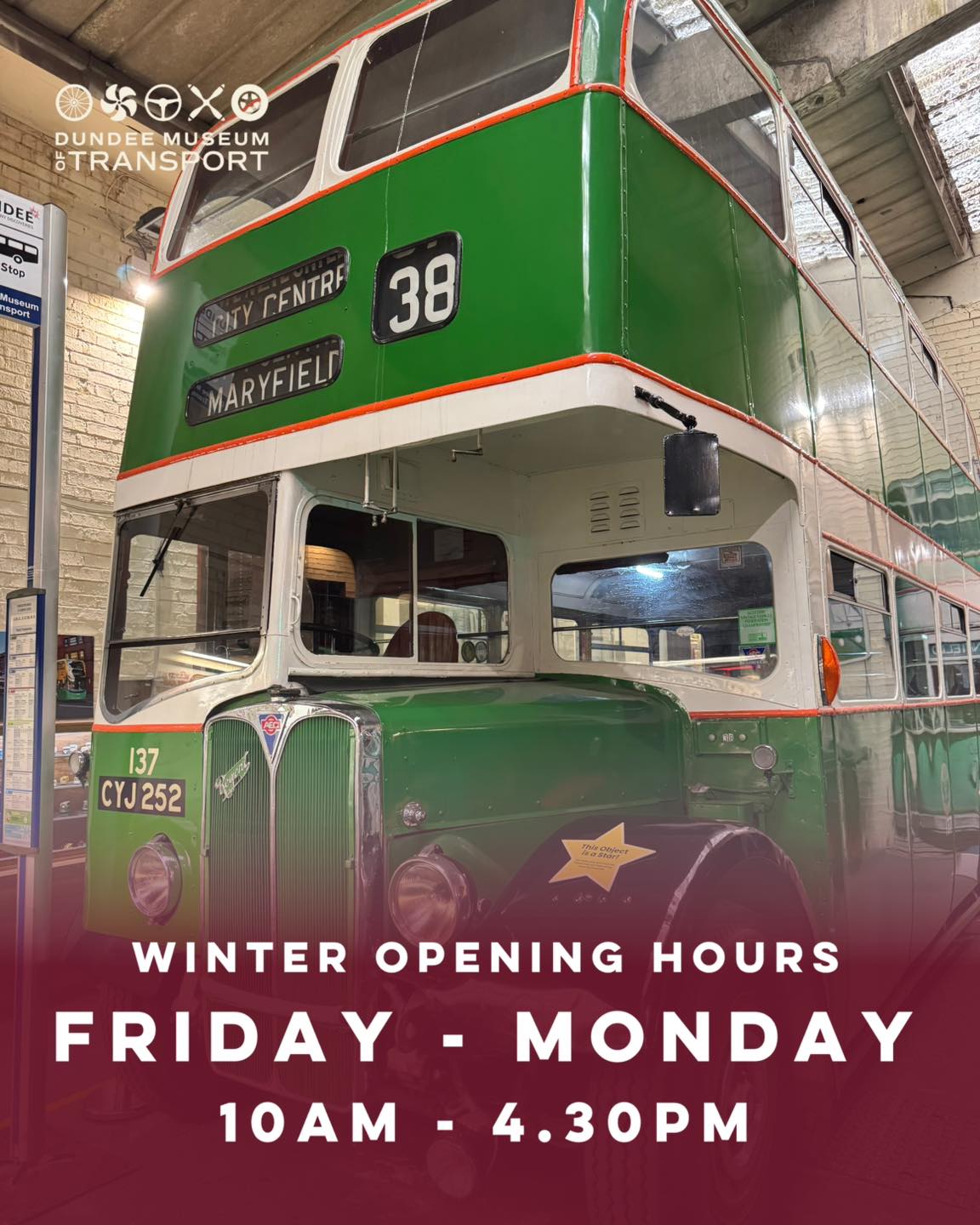 ❄️🕒 As we move through the winter season, here’s a quick reminder of our current opening hours at Dundee Museum of Transport.
We’re open Friday to Monday, welcoming you from 10am - 4.30pm each day. Plan your visit, stay cosy, and enjoy everything the museum has to offer over the colder months.
#dundee #winteropeninghours