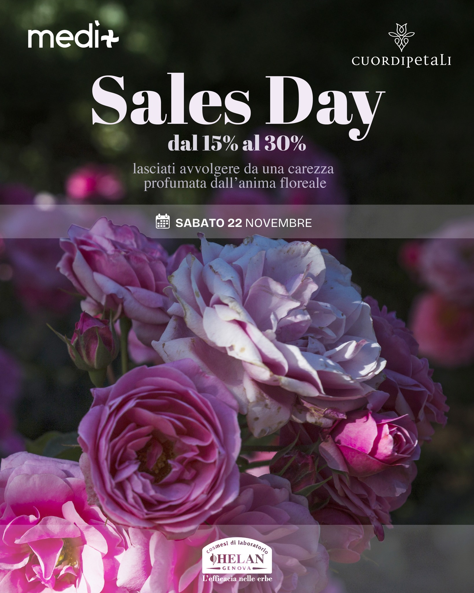 Un sabato all'insegna di profumi floreali🌸
Al Medì ti aspetta il Sales Day di Cuor di Petali, con sconti fino al 30%!
Vieni a trovarci domani, sabato 22 novembre, per questo imperdibile appuntamento🩷
#centrocommercialemedì #cuordipetali