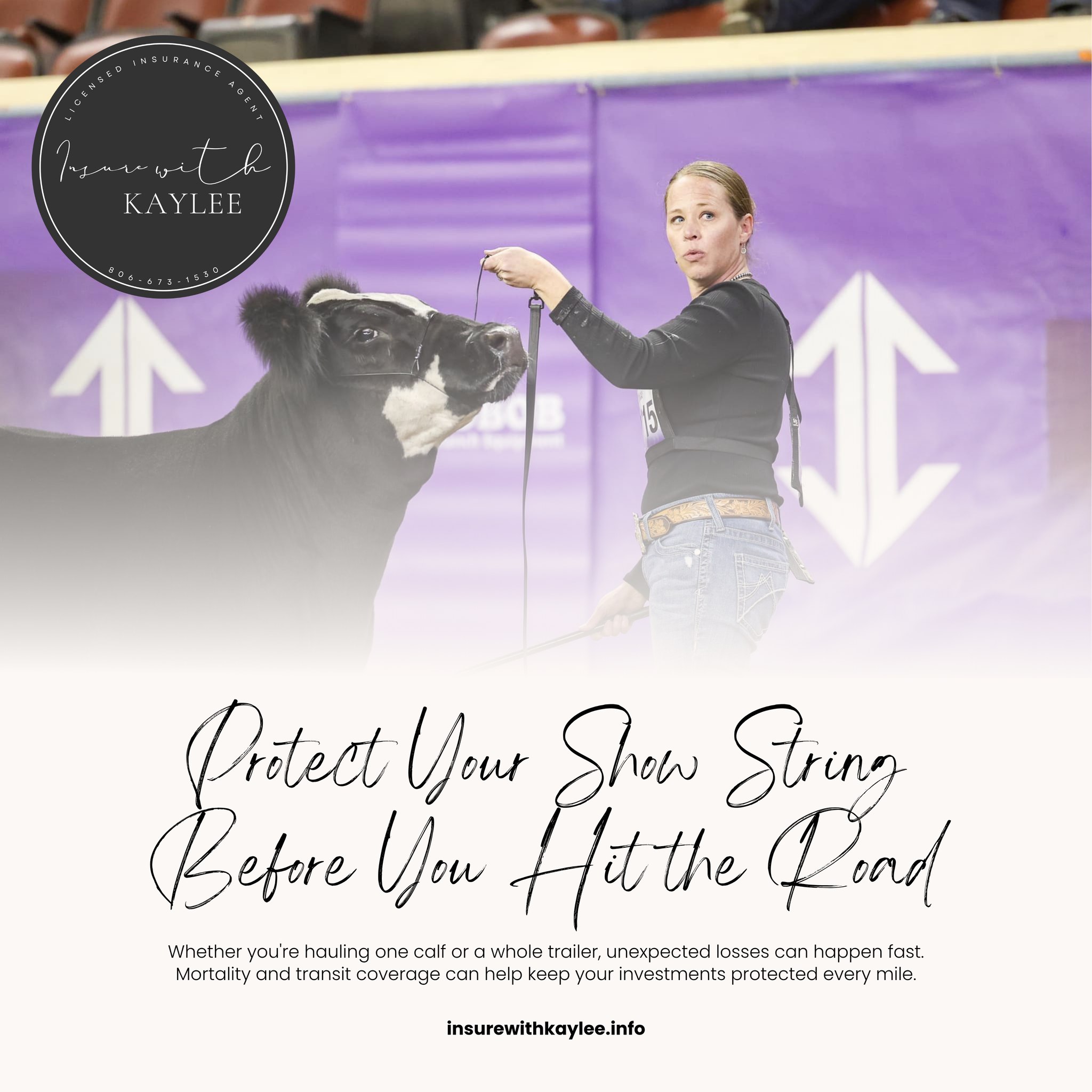 Hauling to a Show? Make Sure You’re Covered.
Transit coverage protects your livestock while they’re being hauled to shows, sales, or the vet. One quick quote can protect your investment on the road.
https://www.insurewithkaylee.info/