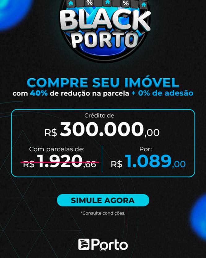 Compre ou construa seu imóvel sem
juros!
Com o consórcio Porto Seguro você pode!
Aproveite a Black friday e ganhei 40% de redução na parcela até a contemplação e mais isenção da taxa de adesão!
Aproveite e comece 2026 de casa nova!
Acesse: https://api.whatsapp.com/message/4JCZOZIIDUHBF1