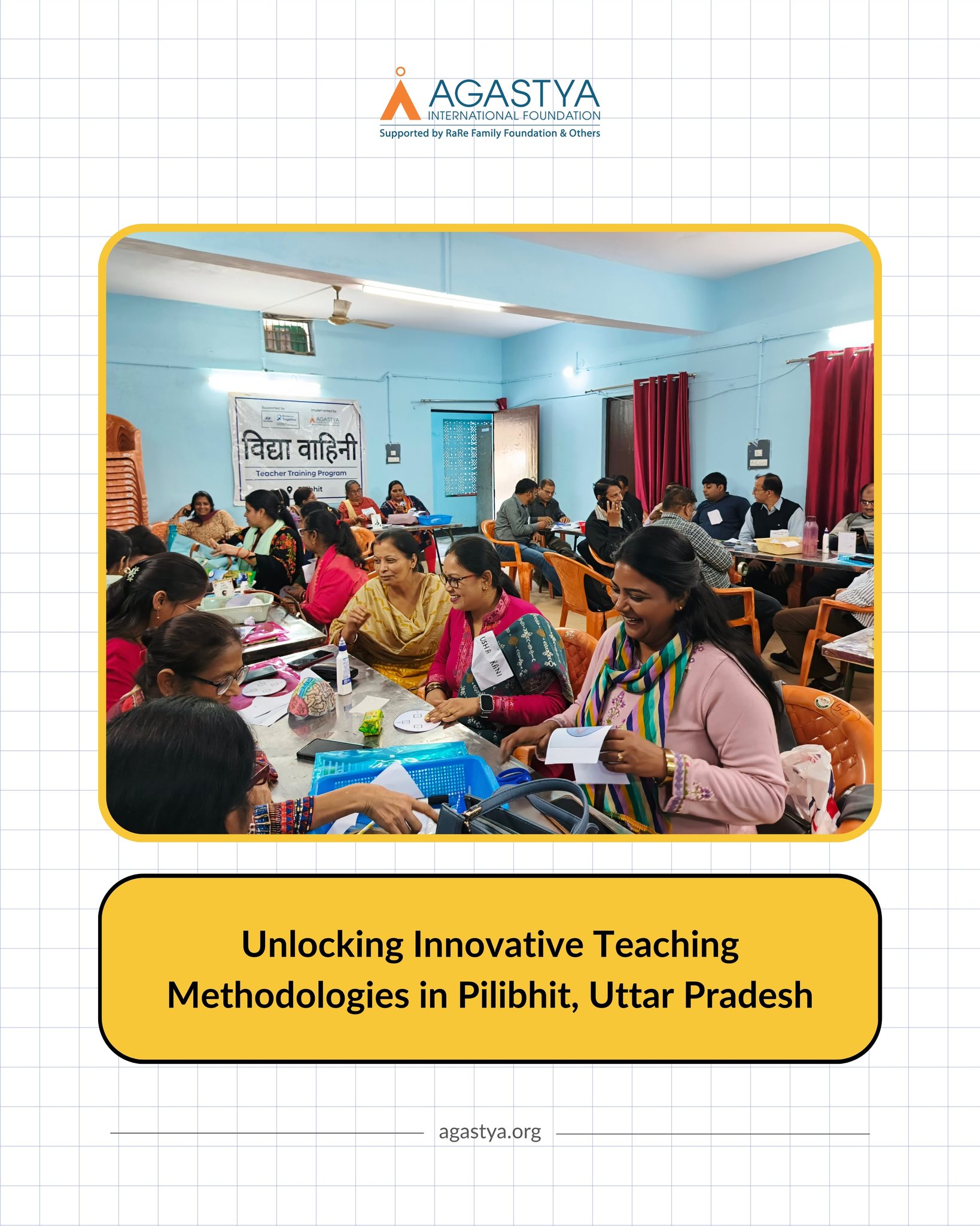 Our recent Teacher Training Programs (TTP) brought together 65 teachers from Uttar Pradesh across two impactful sessions 26 teachers at BRC (Block Resource Centre) Mahora, Jalaun on 30–31 October 2025, and 39 teachers at BRC (Block Resource Centre) Lalorikheda, Pilibhit on 6–7 November 2025.
Supported by the Hyundai Motor India Foundation and the Vidya Vahini project, both programs introduced practical, classroom-ready techniques using low-cost models and simple science concepts like Acid–Base, Indicators, and Metals & Non-Metals.
The sessions were guided by officials including Mr. Chandraprakash, Basic Shiksha Adhikari (BSA), Jalaun, Mrs. Preeti Rajput, Assistant Basic Shiksha Adhikari (ABSA), Jalaun, and Mr. Amit Kumar Singh, Basic Shiksha Adhikari (BSA), Pilibhit. Their presence encouraged hands-on exploration and opened up new ways to make learning more accessible and engaging for children.
Teachers shared how relevant and useful the sessions were, reflecting how collaborative efforts can shape meaningful classroom experiences.