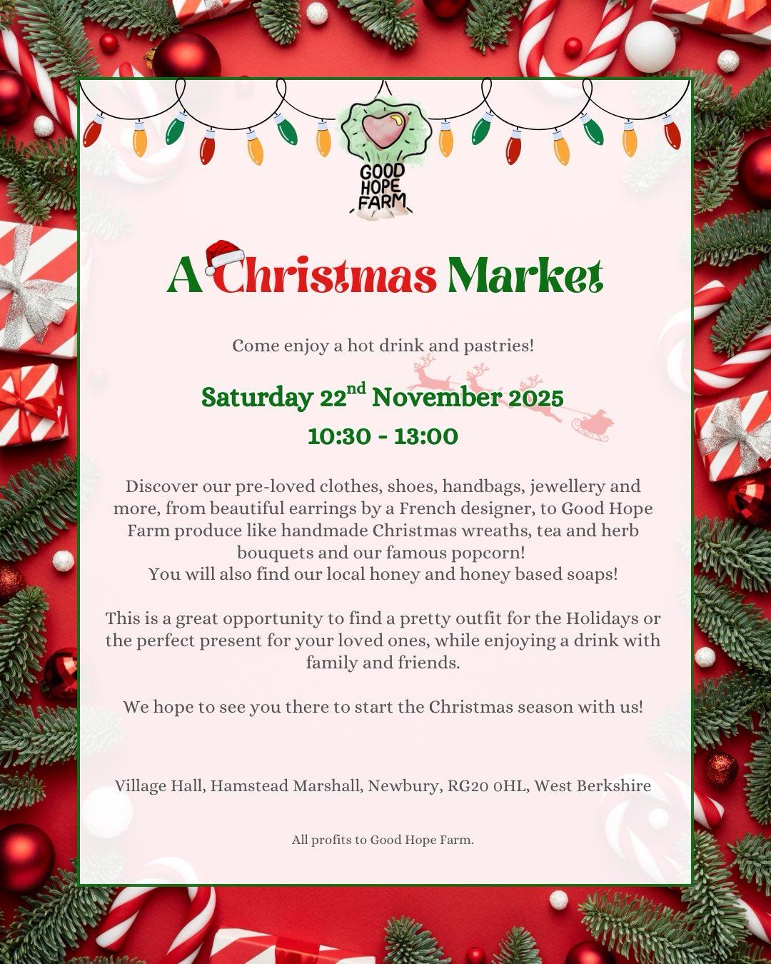This weekend you will be able to buy our honey and soaps at the Good Hope Farm Christmas Market in Hamstead Marshell between 10:30 and 13:00. A proportion of the sales value will be supporting Good Hope Farm.