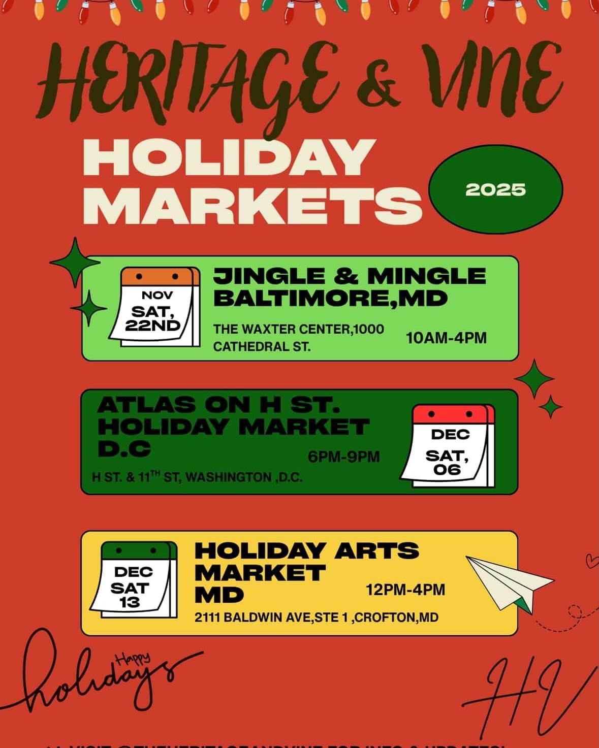 Shop Local This Season ☃️☃️
We'll be in Baltimore, DC, and Crofton, MD
Shop moisturizers, sugar scrubs, spirit soaks, Cleansing Sprays, and face care items. Come try our Focus Tincture!
We can't wait to see you 🫶🏿