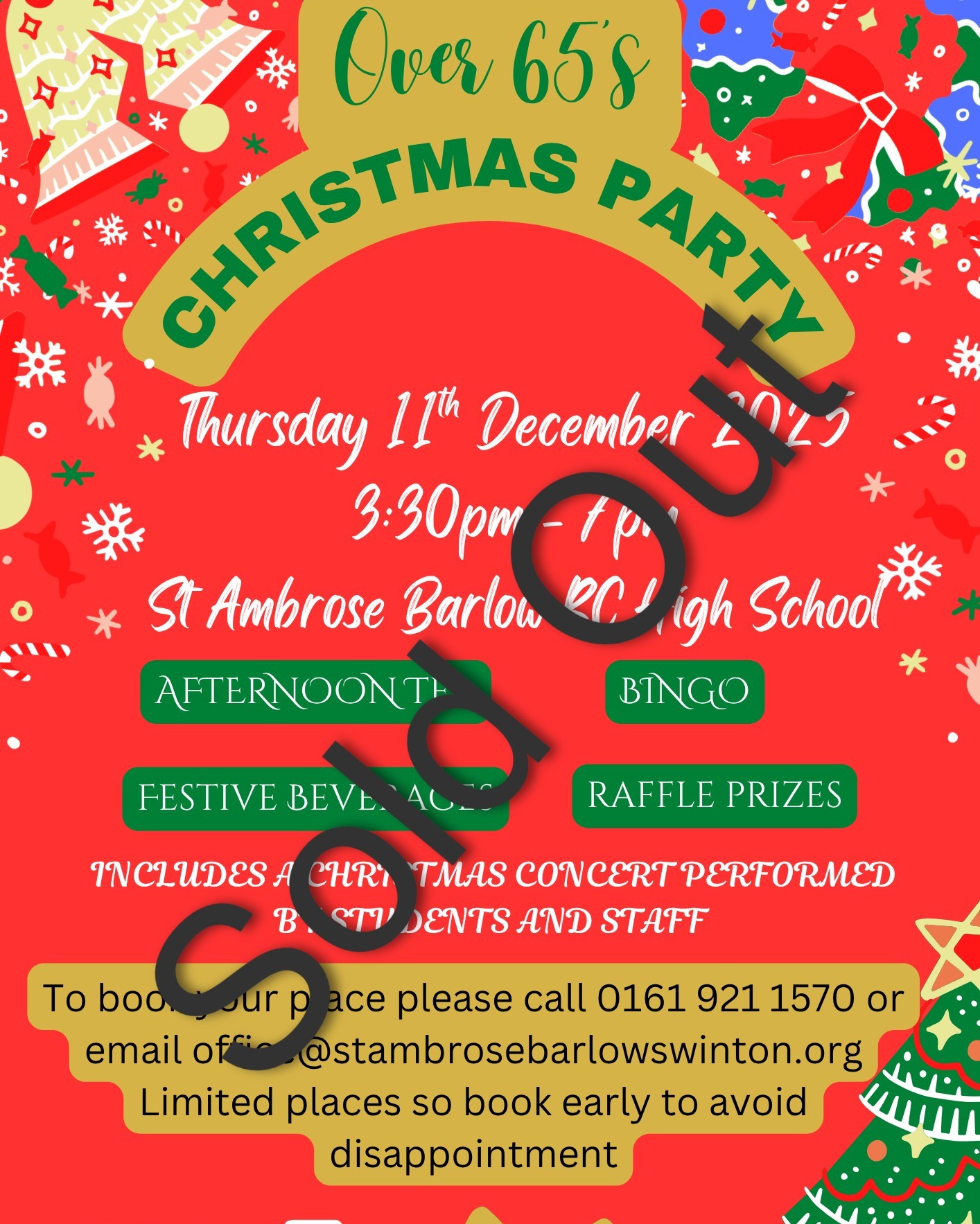 Our Over 65's Christmas Party has now sold out. Thank you to everybody who has booked tickets. We look forward to welcoming you to join us on Thursday 11th December for an afternoon of festive cheer! #lovelearnlead #putstambrose1st #over65christmasparty2025 🎤🎼🎄🎅⛄